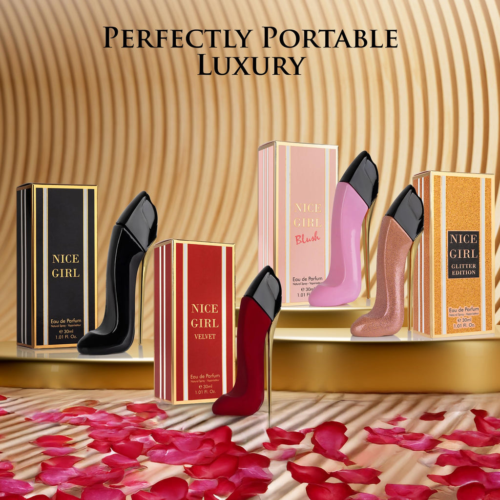 URBAN COLLECTION Nice Girl 4-PC Mini Perfume Gift Set – Travel Size 30ml EDP (Vanilla, Tuberose, Rose)