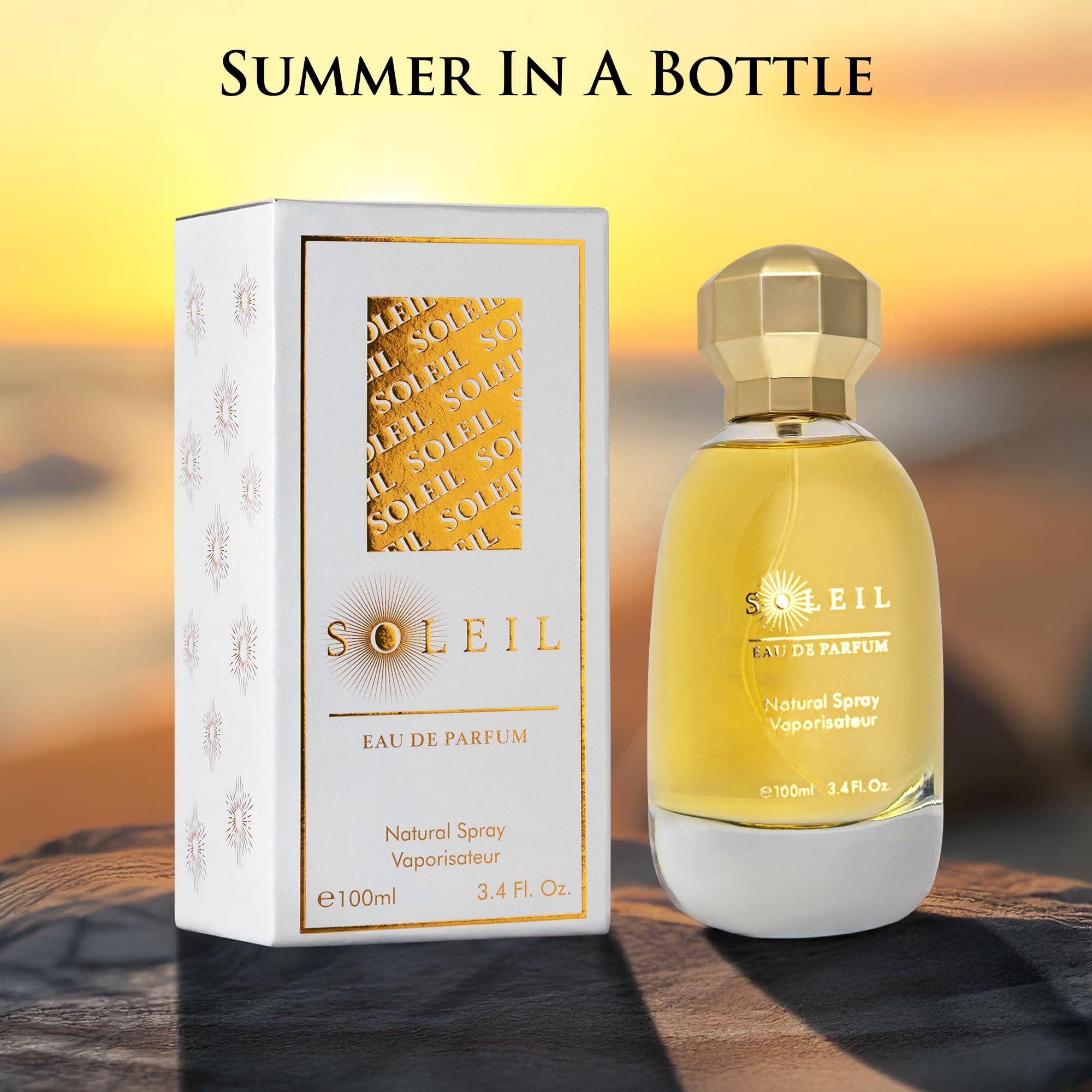 URBAN COLLECTION Soleil for Women Eau De Parfum – Warm Gourmand Notes with Soft Florals and Sandalwood, Paraben-Free 100ml