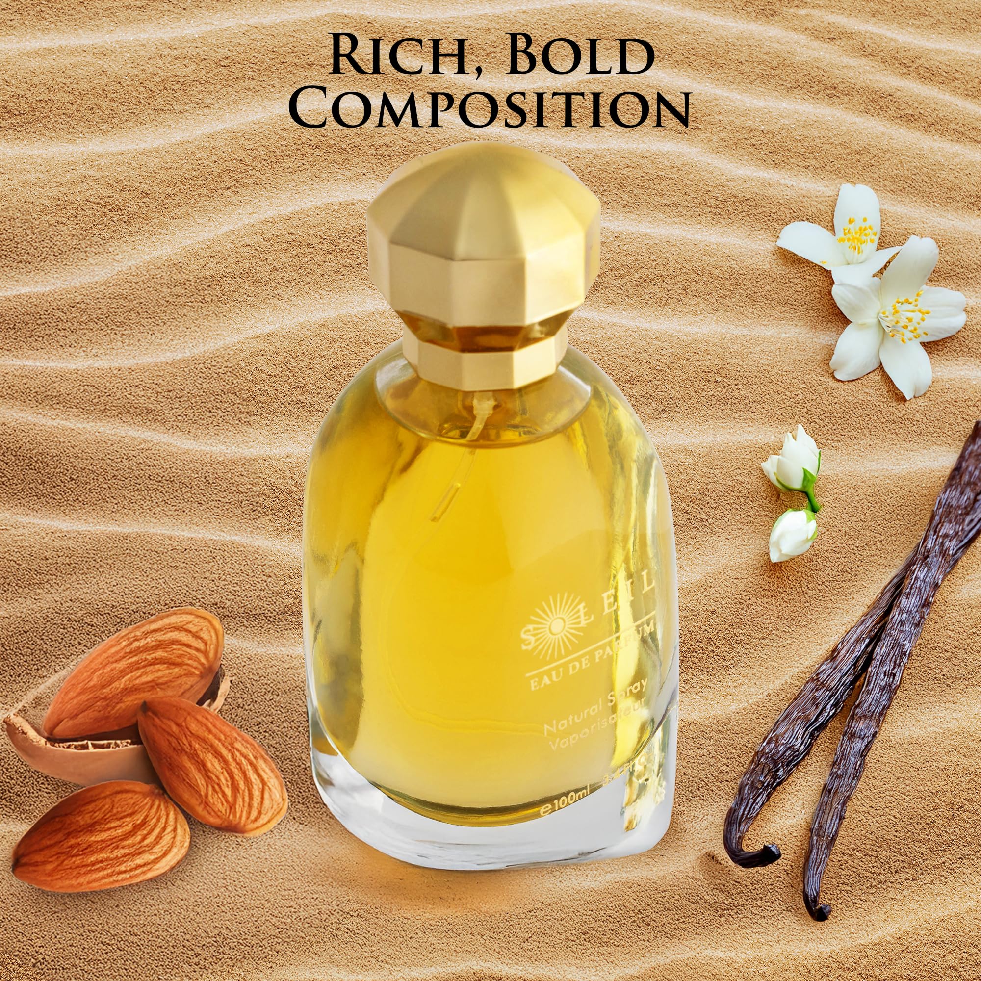 URBAN COLLECTION Soleil for Women Eau De Parfum – Warm Gourmand Notes with Soft Florals and Sandalwood, Paraben-Free 100ml