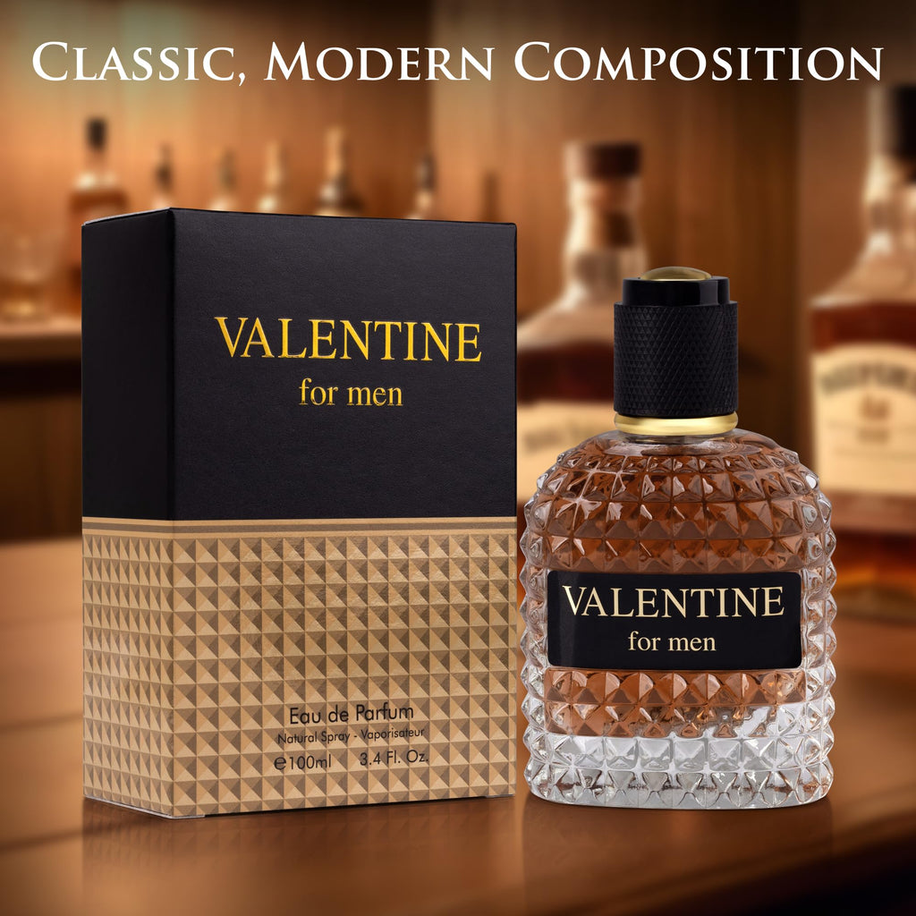 URBAN COLLECTION Valentine for Men Eau De Parfum – Woody Top Notes, Coffee & Hazelnut