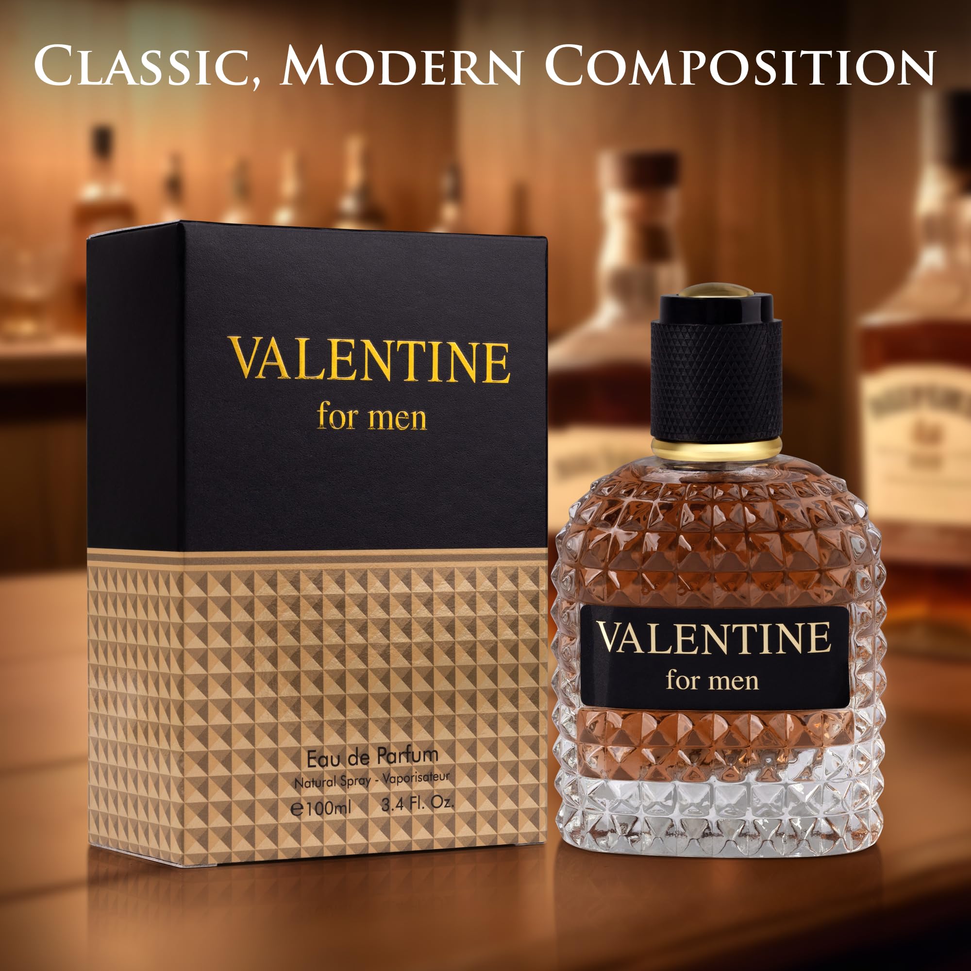 URBAN COLLECTION Valentine for Men Eau De Parfum – Woody Top Notes, Coffee & Hazelnut
