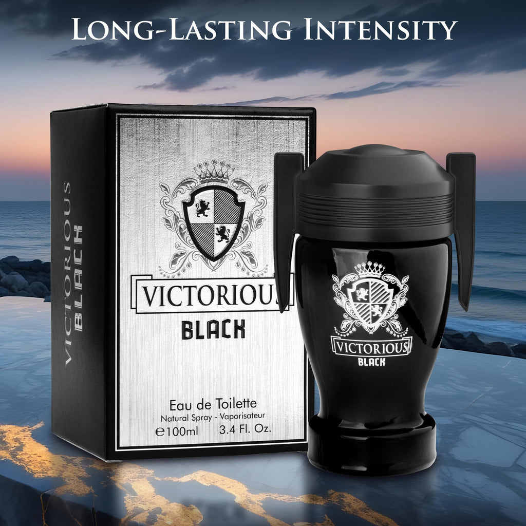 Urban Collection Victorious Black for Men Eau de Toilette – 3.4 fl oz (100 ml) with Citrus, Sea Notes & Woody Base