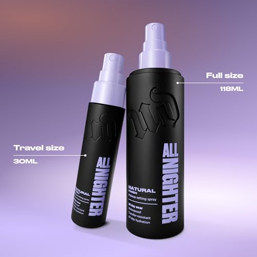 Urban Decay All Nighter Waterproof Setting Spray – Natural Finish, Up to 24HR Wear, 2 x 4 fl oz