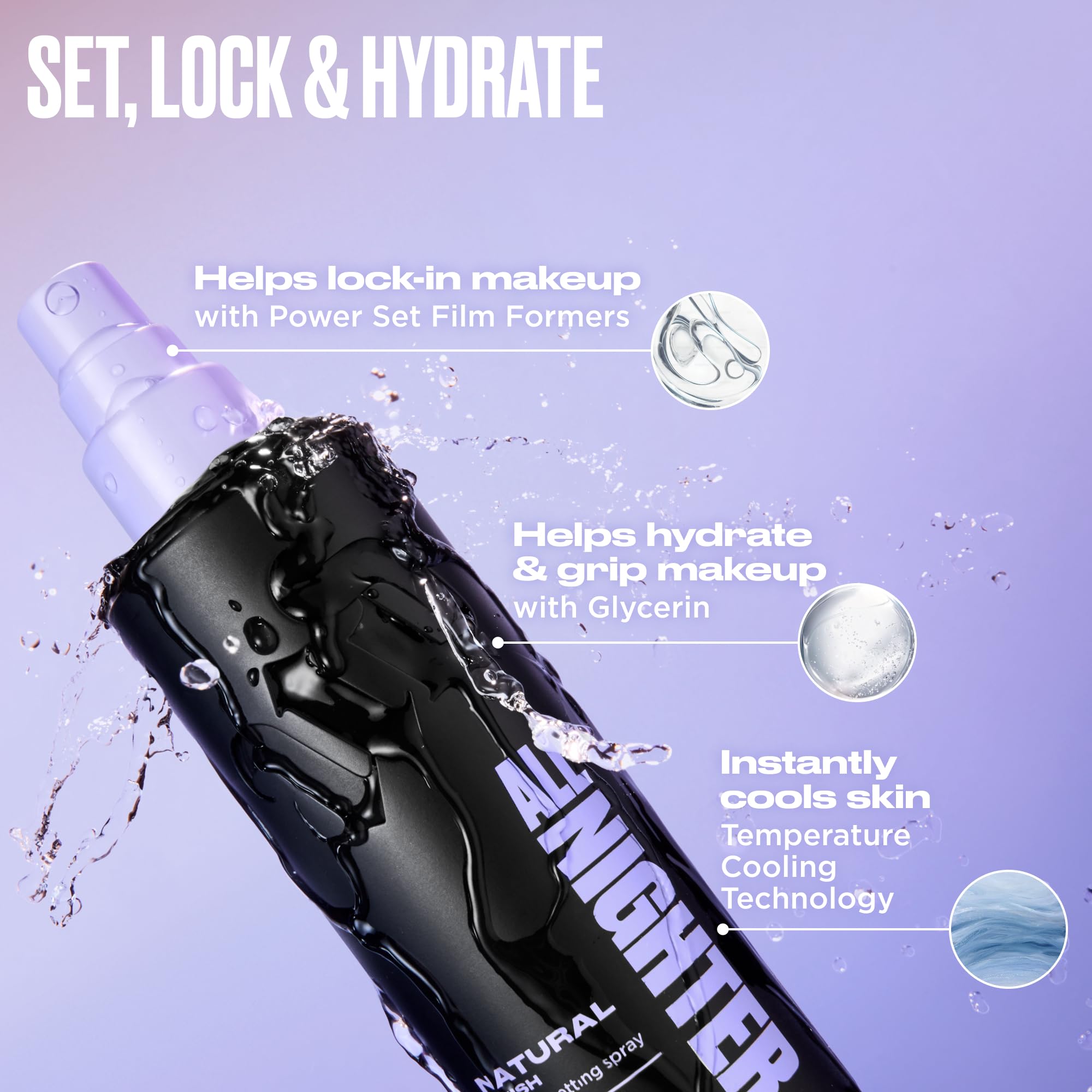 Urban Decay All Nighter Waterproof Setting Spray – Natural Finish, Up to 24HR Wear, 2 x 4 fl oz