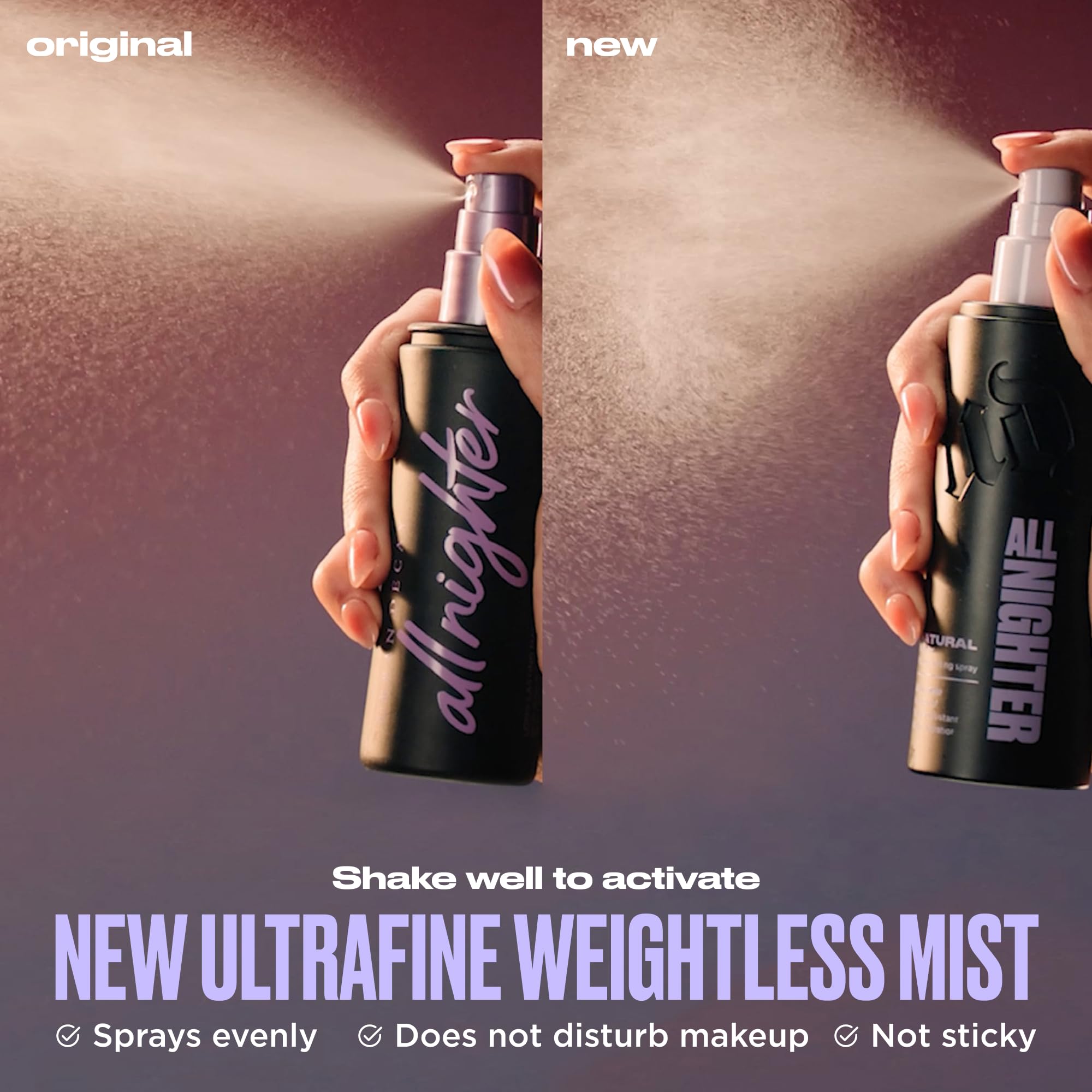 Urban Decay All Nighter Waterproof Setting Spray – Natural Finish, Up to 24HR Wear, 2 x 4 fl oz