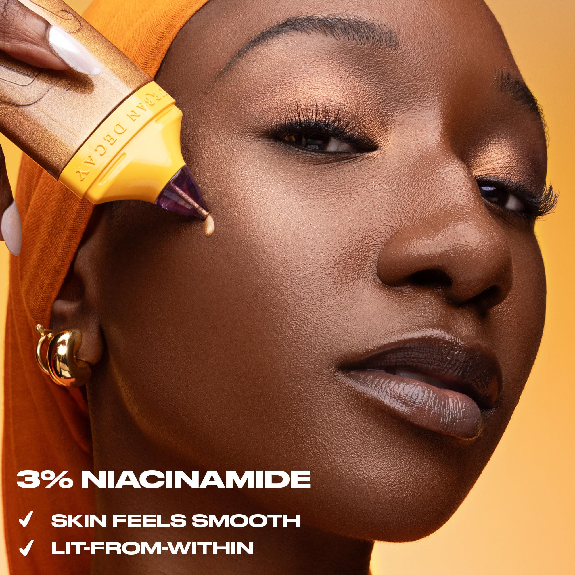 URBAN DECAY Face Bond Waterproof Luminizer - Hyper Metallic Gold | All-Over Highlighter + Bronzer, 3% Niacinamide