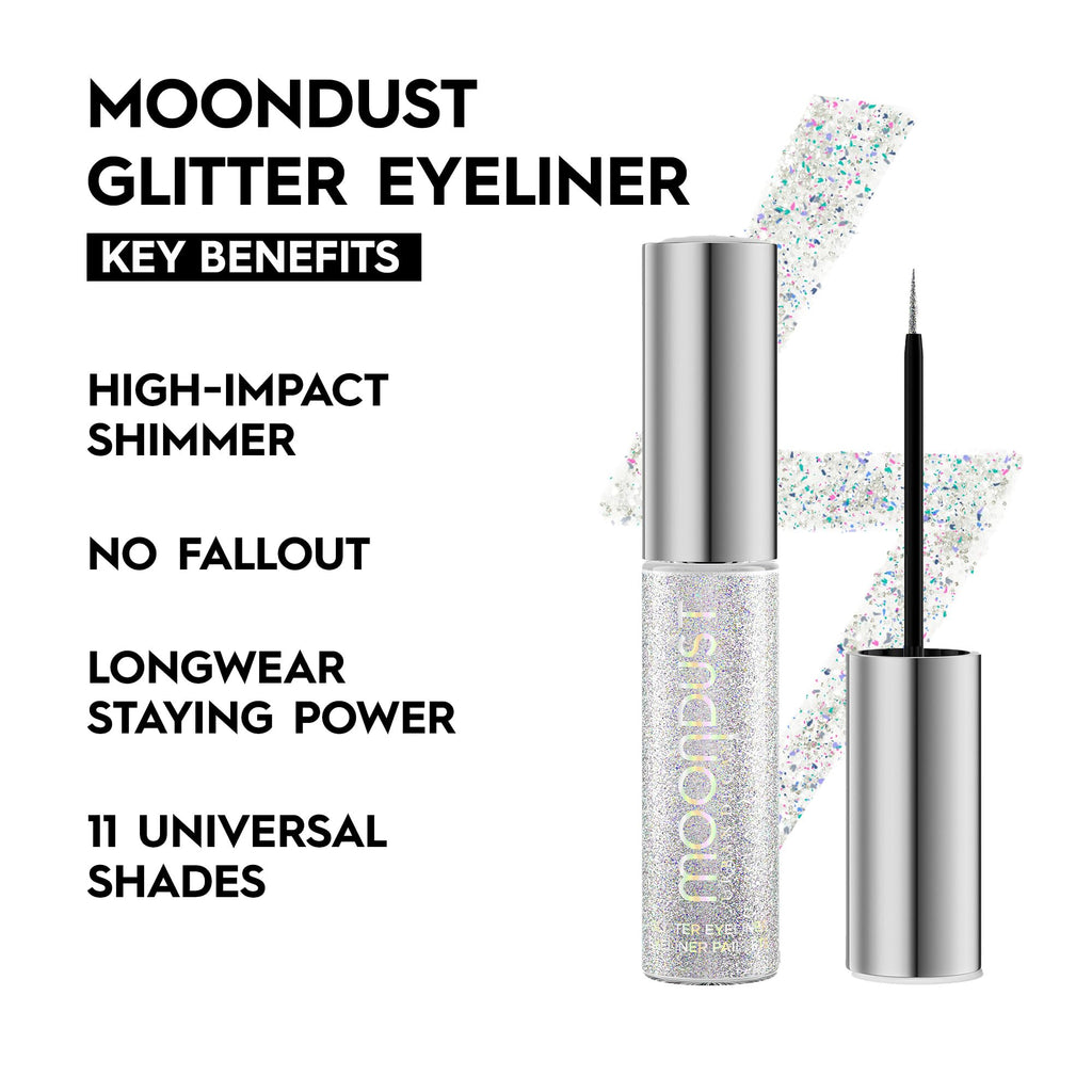 URBAN DECAY Moondust Liquid Glitter Eyeliner (Pyro) – Iridescent Silver Glitter, 0.25 fl oz