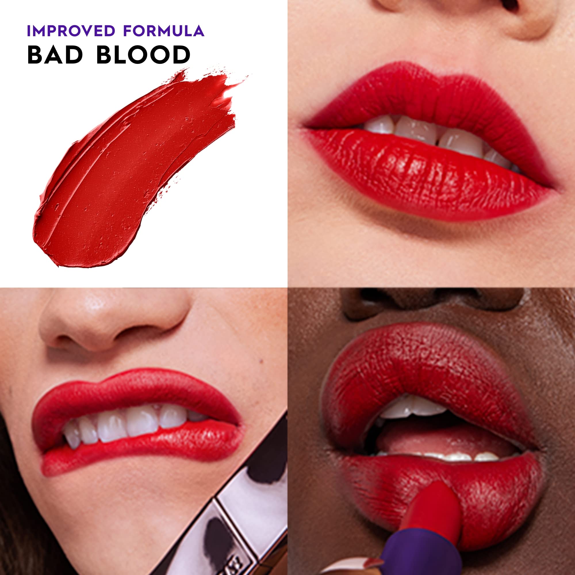 Urban Decay Vice Hydrating Lipstick – Bad Blood (Deep Red Matte) with Aloe Vera & Avocado Oil, Vegan & Cruelty-Free, 0.11 oz