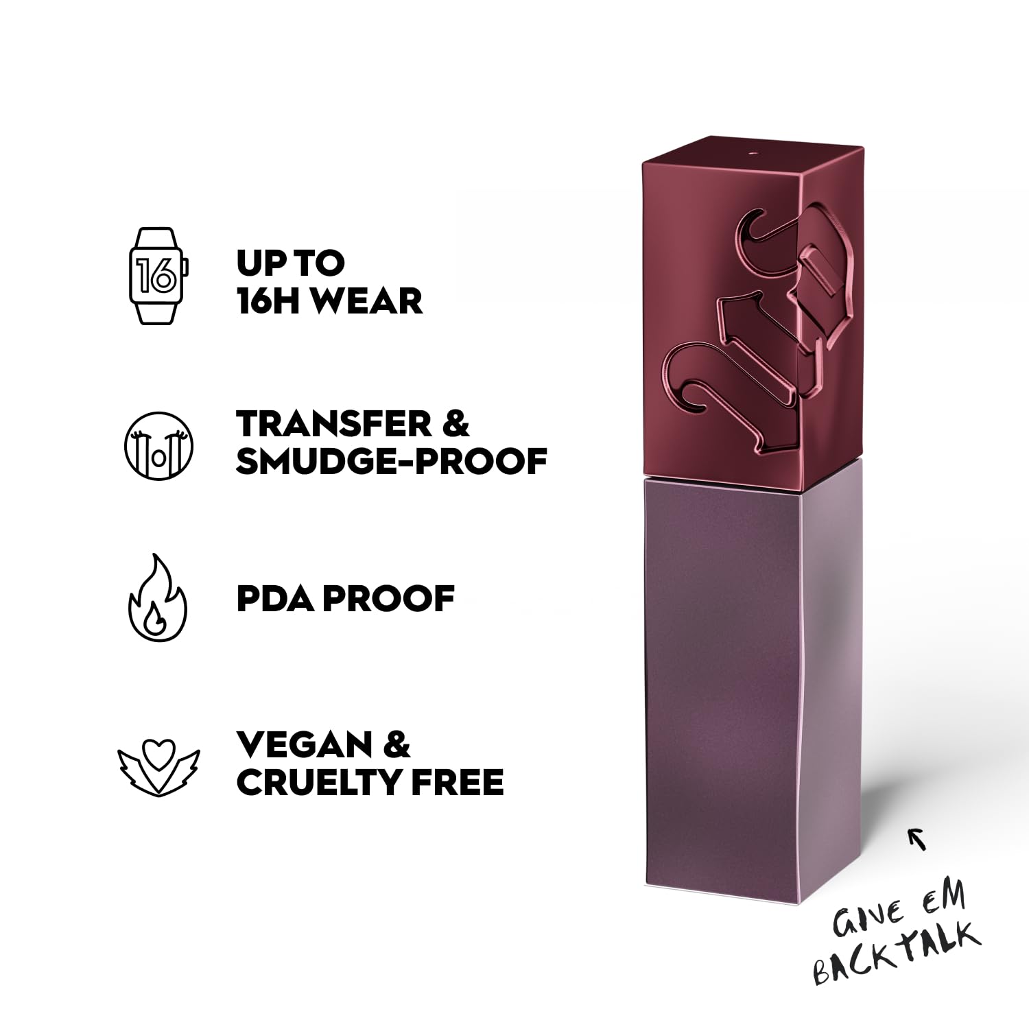Urban Decay Vice Lip Bond Glossy Longwear Lipstick Give Em Backtalk – 16HR, Transfer-Proof, Vegan