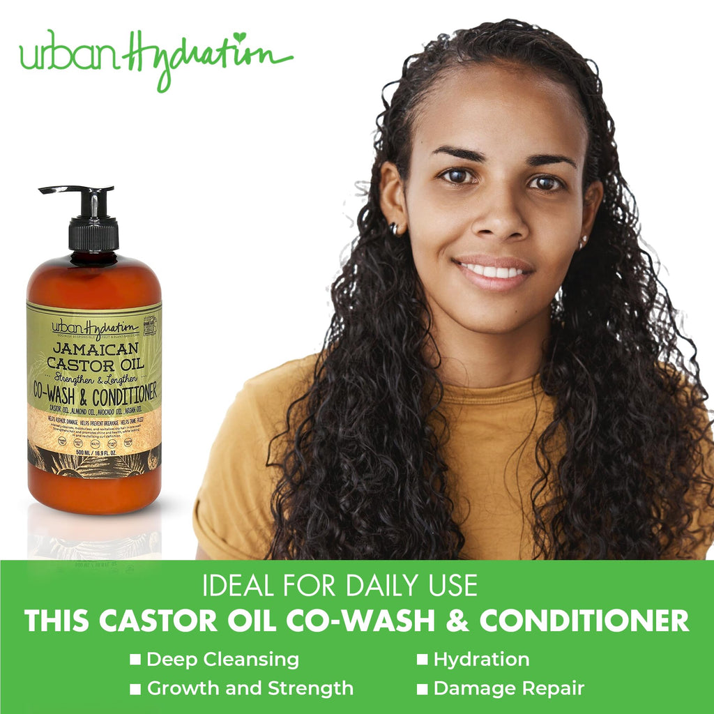 Urban Hydration Jamaican Castor Oil Co-Wash & Conditioner – Sulfate, Paraben & Dye Free (All Hair Types, 16.9 fl oz)