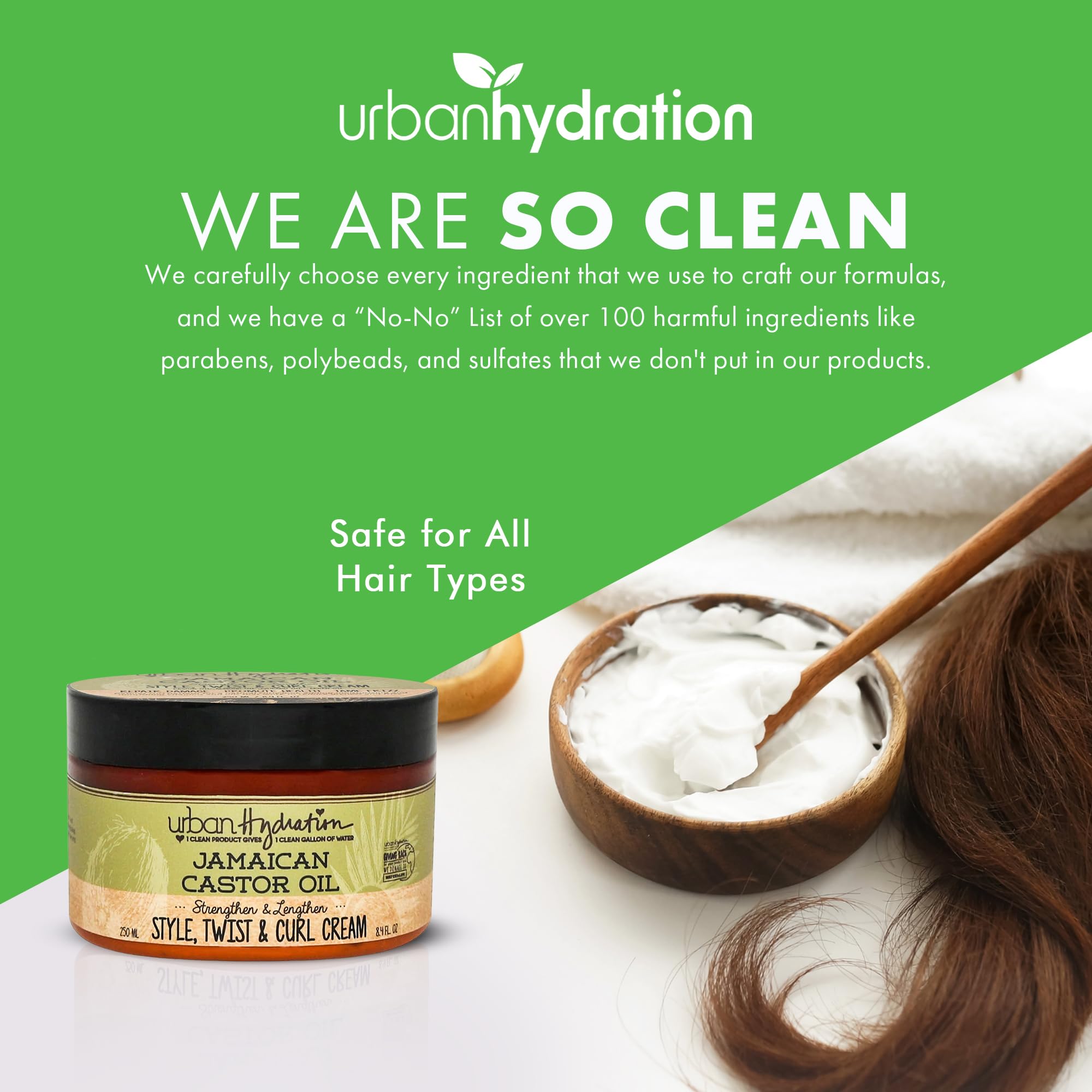 Urban Hydration Jamaican Castor Oil Curl Styling Cream | Sulfate, Paraben and Dye Free