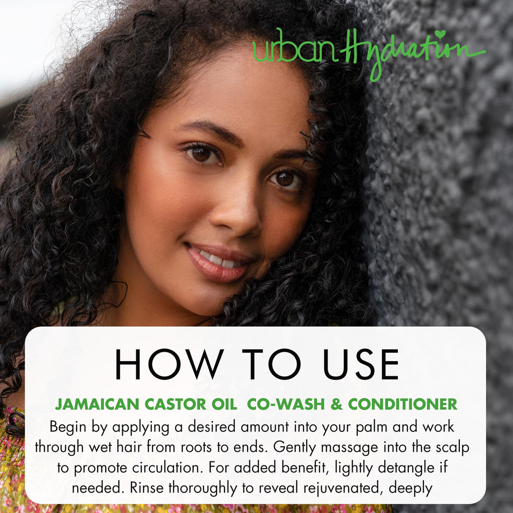 Urban Hydration Jamaican Castor Oil Co-Wash & Conditioner – Sulfate, Paraben & Dye Free (All Hair Types, 16.9 fl oz)