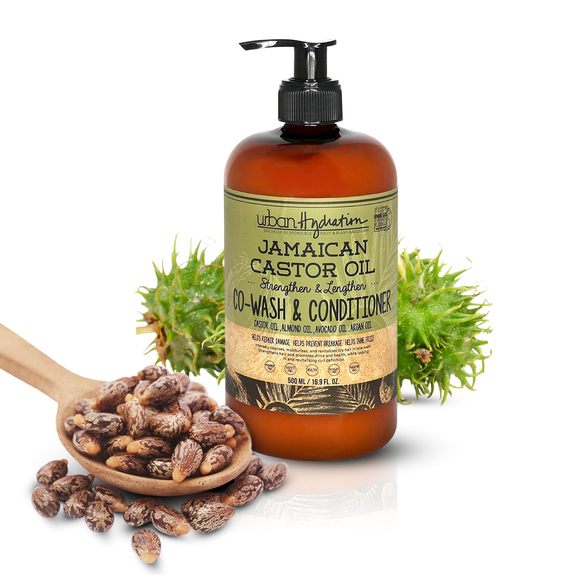 Urban Hydration Jamaican Castor Oil Co-Wash & Conditioner – Sulfate, Paraben & Dye Free (All Hair Types, 16.9 fl oz)