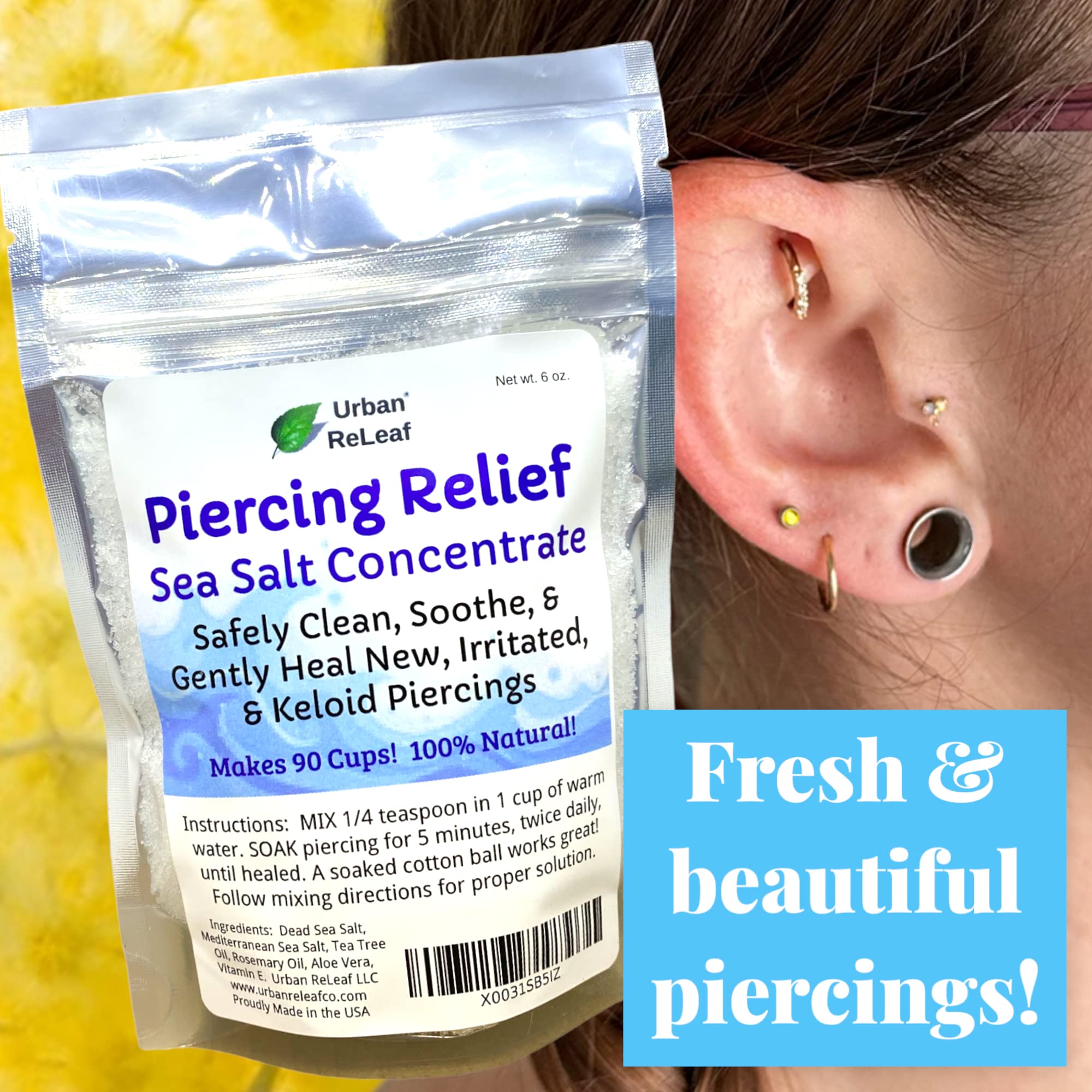 Urban ReLeaf Piercing Relief Sea Salt Concentrate Aftercare — 6 oz, Makes 90 Cups