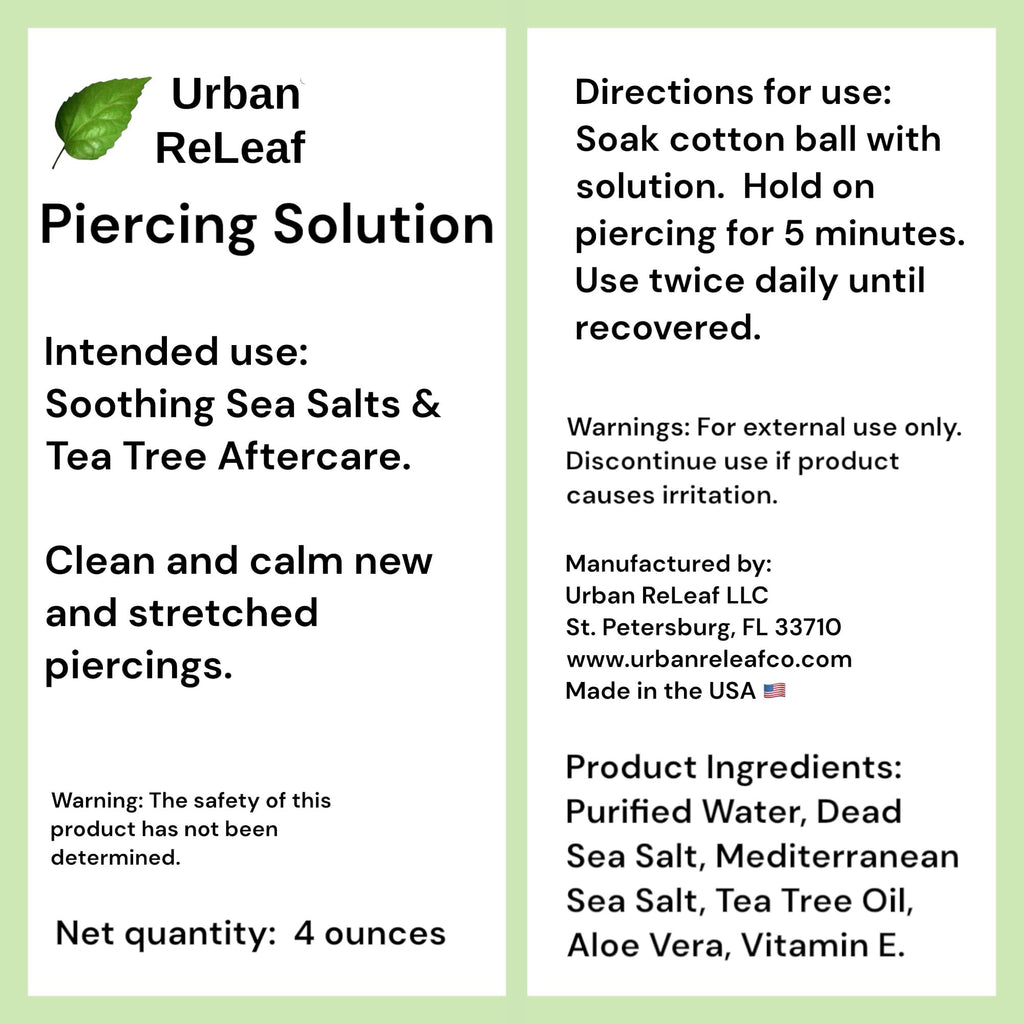 Urban ReLeaf Piercing Solution – Soothing Sea Salts & Tea Tree Aftercare 4 oz
