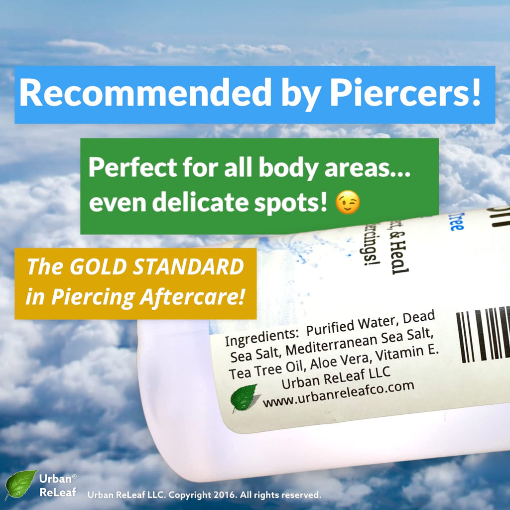 Urban ReLeaf Piercing Solution – Soothing Sea Salts & Tea Tree Aftercare 4 oz