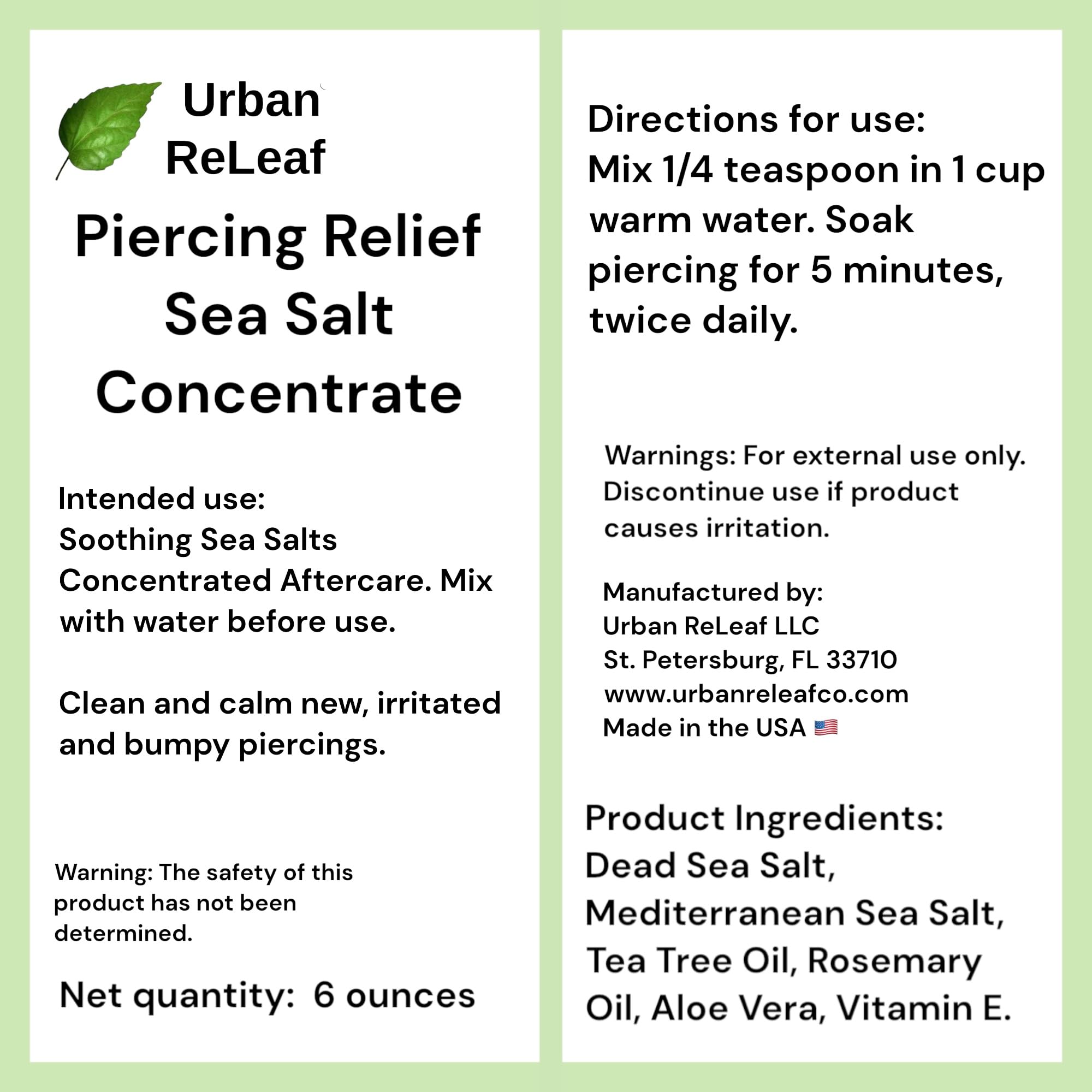 Urban ReLeaf Piercing Relief Sea Salt Concentrate Aftercare — 6 oz, Makes 90 Cups