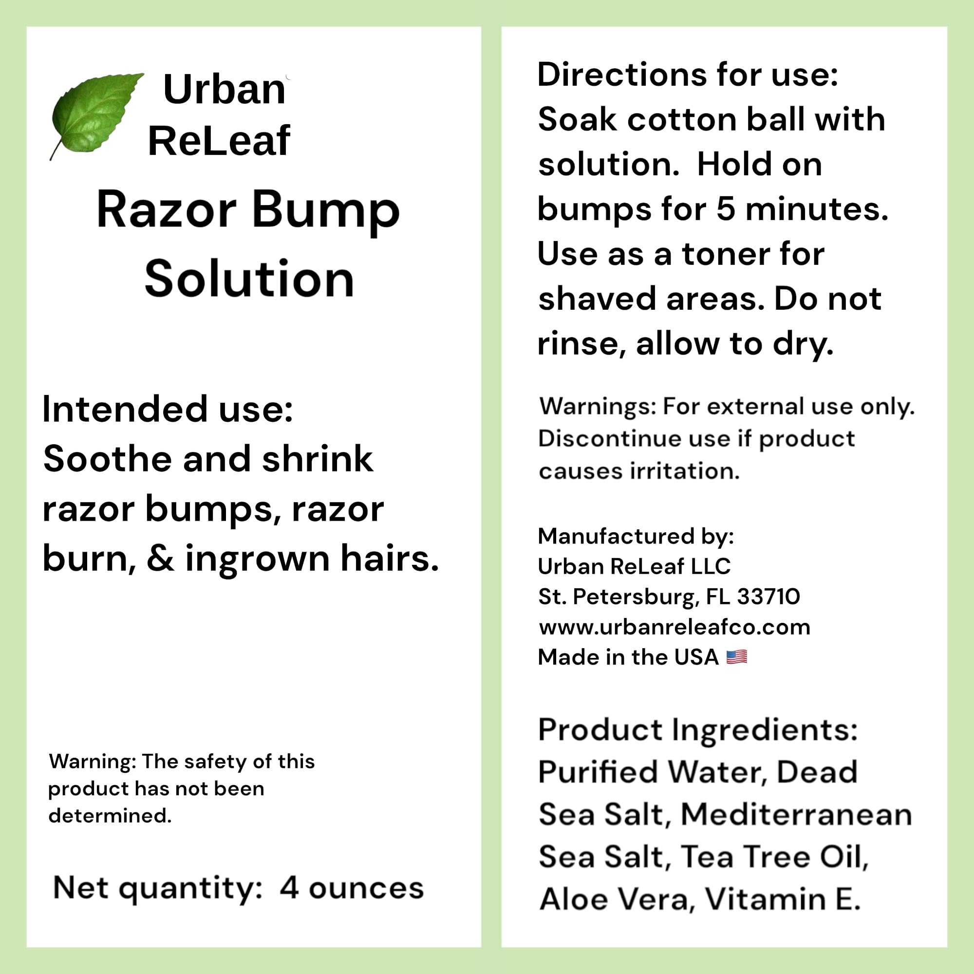Urban ReLeaf Razor Bump Solution – Sea Salt & Aloe, Pack of 2, Made in USA