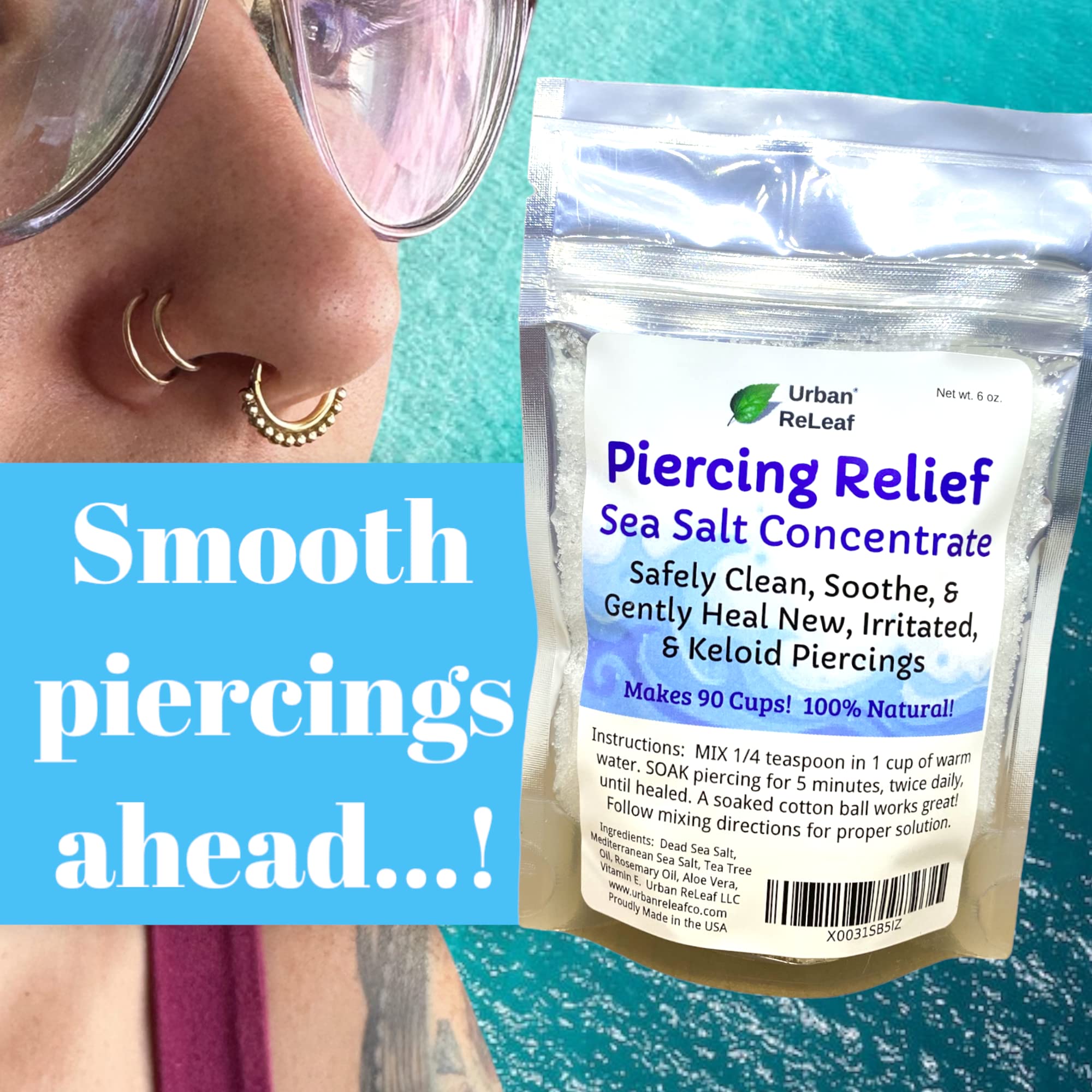 Urban ReLeaf Piercing Relief Sea Salt Concentrate Aftercare — 6 oz, Makes 90 Cups