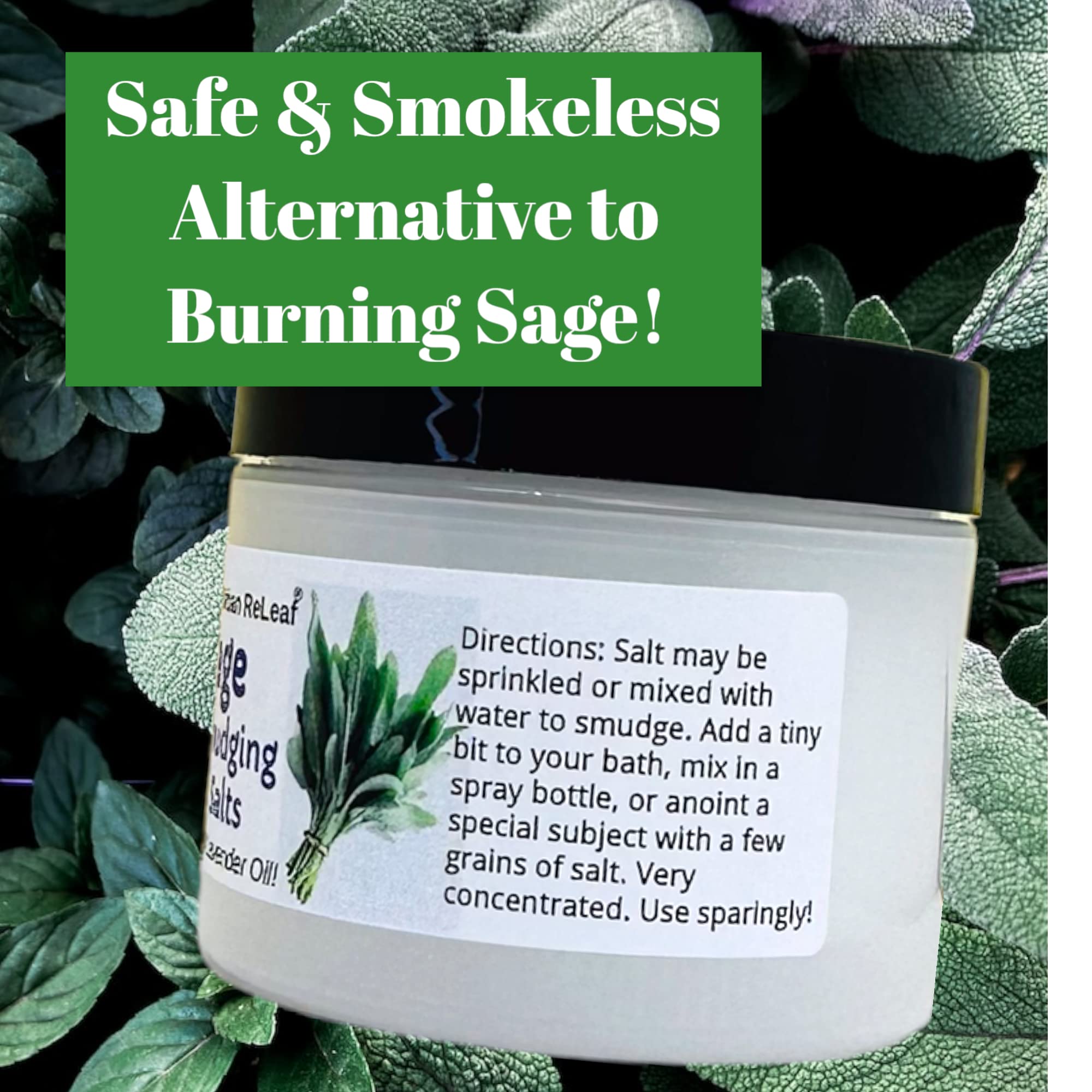 Urban ReLeaf Sage Smudging Salts with Lavender Oil – Smokeless Cleansing (Pack of 2)