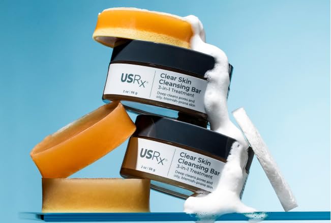 Urban Skin Rx Clear Skin 3-in-1 Daily Treatment Cleansing Bar – Exfoliator, Mask & Clarifier (2.0 oz)