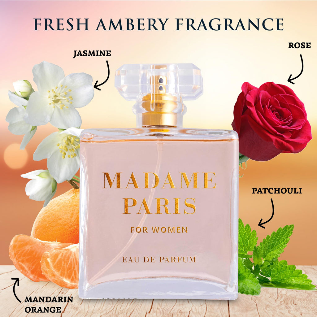 Madame Paris for Women Eau de Parfum – URBAN COLLECTION, 3.4 oz | Jasmine & May Rose