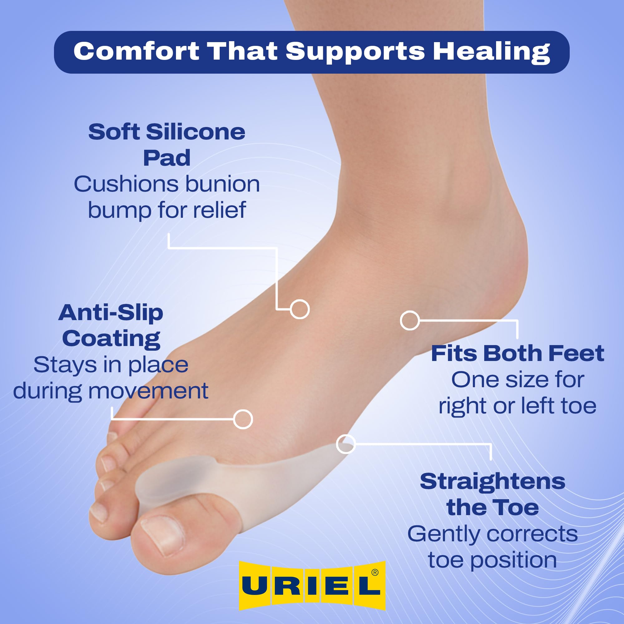 URIEL Soft Gel Toe Spacers with Mineral Oil – Silicone Toe Separators for Daily Comfort