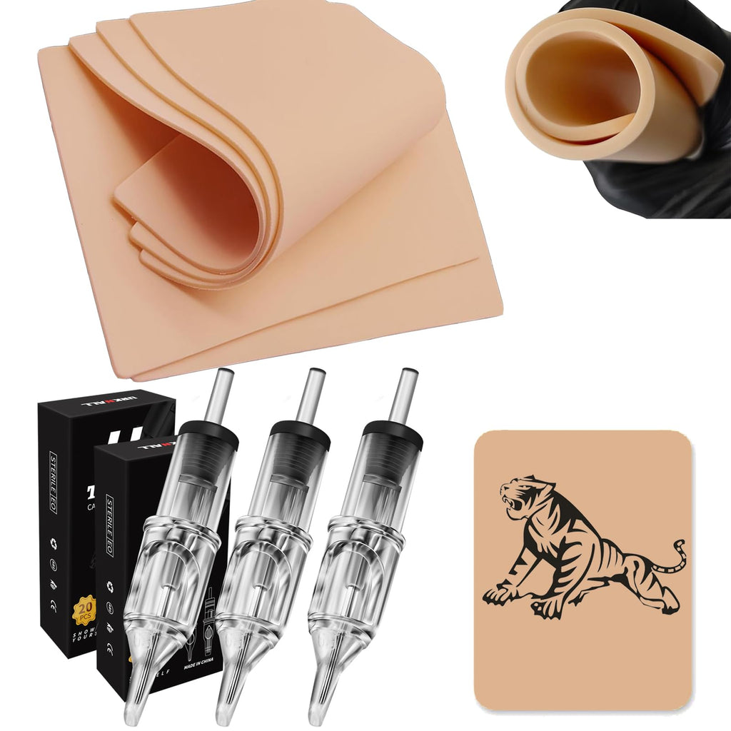 Urknall 48pcs 3mm Skin Kit — 8 Fake Skin + 40 Liners for Tattoo Practice