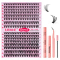 URNNE DIY Lash Extension Kit — 9-16mm Mix, 320 Pcs Clusters, Bond & Seal