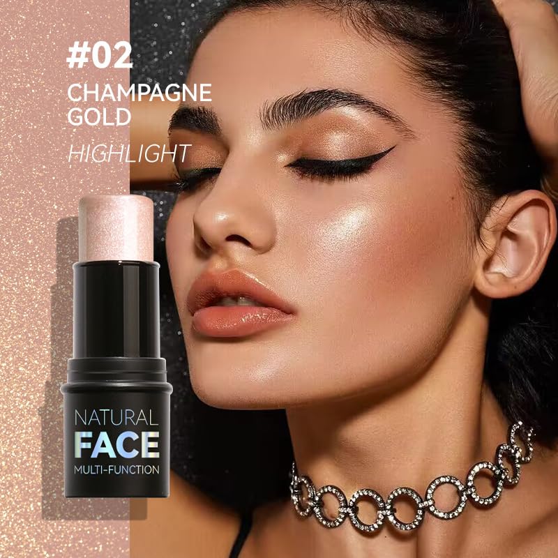 URQT 3 Pcs Face Contour Sticks Set – Highlighter, Contour & Blush (Shades 02, 03, 04)