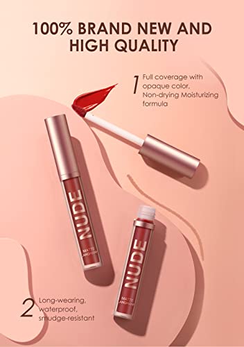 URQT 12pcs Lip Liner & Lipstick Set – 6 Velvet Matte Liquid Lipsticks + 6 Matching Lip Liners