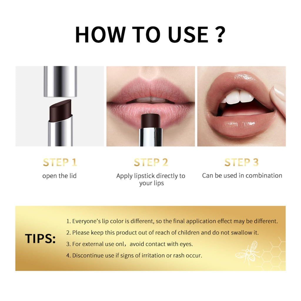 URQT 2Pcs Honey Lipstick – Dark Cherry Tint, Hydrating Sheer Lip Balm