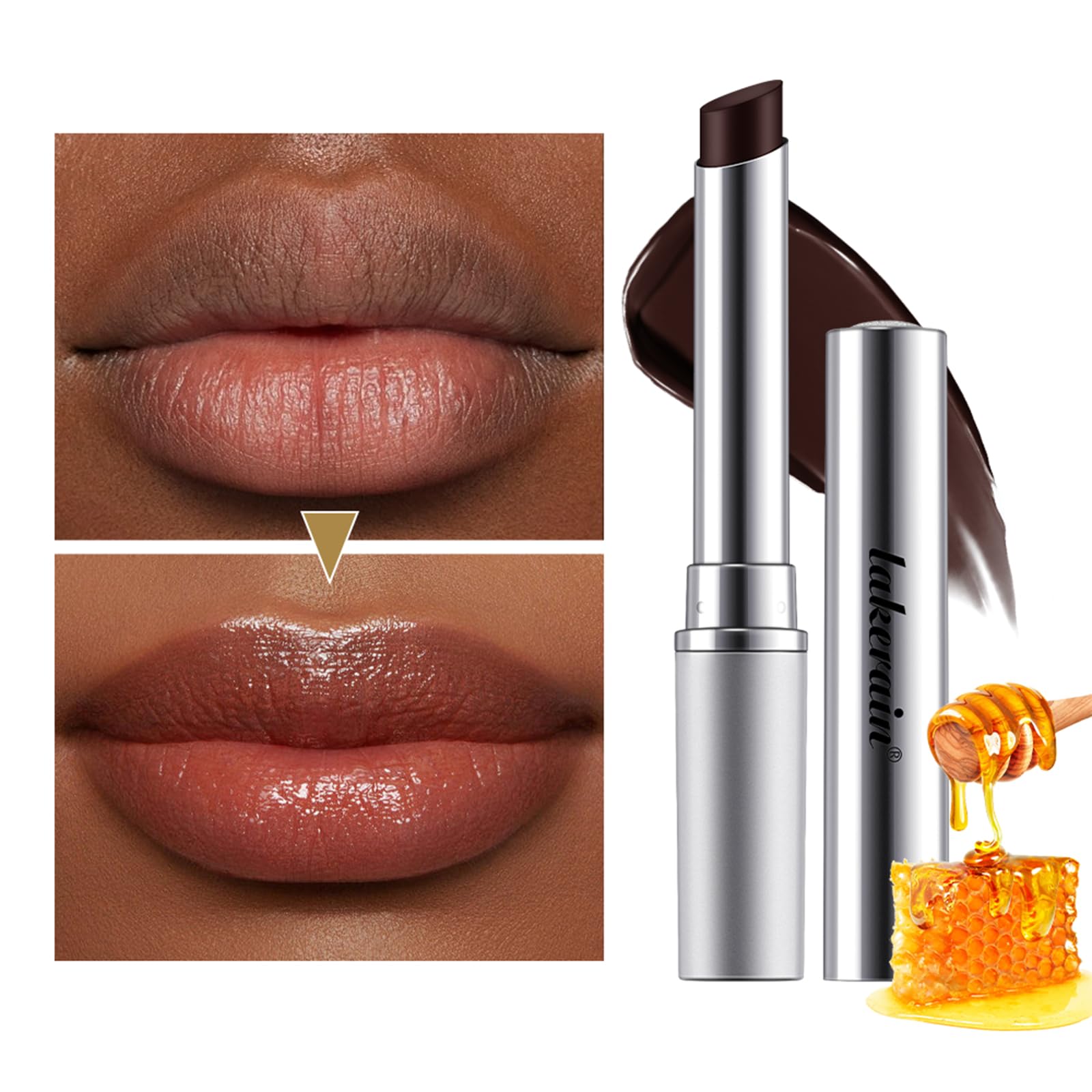 URQT Honey Lipstick Tinted Lip Balm – 2Pcs Black & Pink, Moisturizing Sheer Lip Tint with Natural Shine