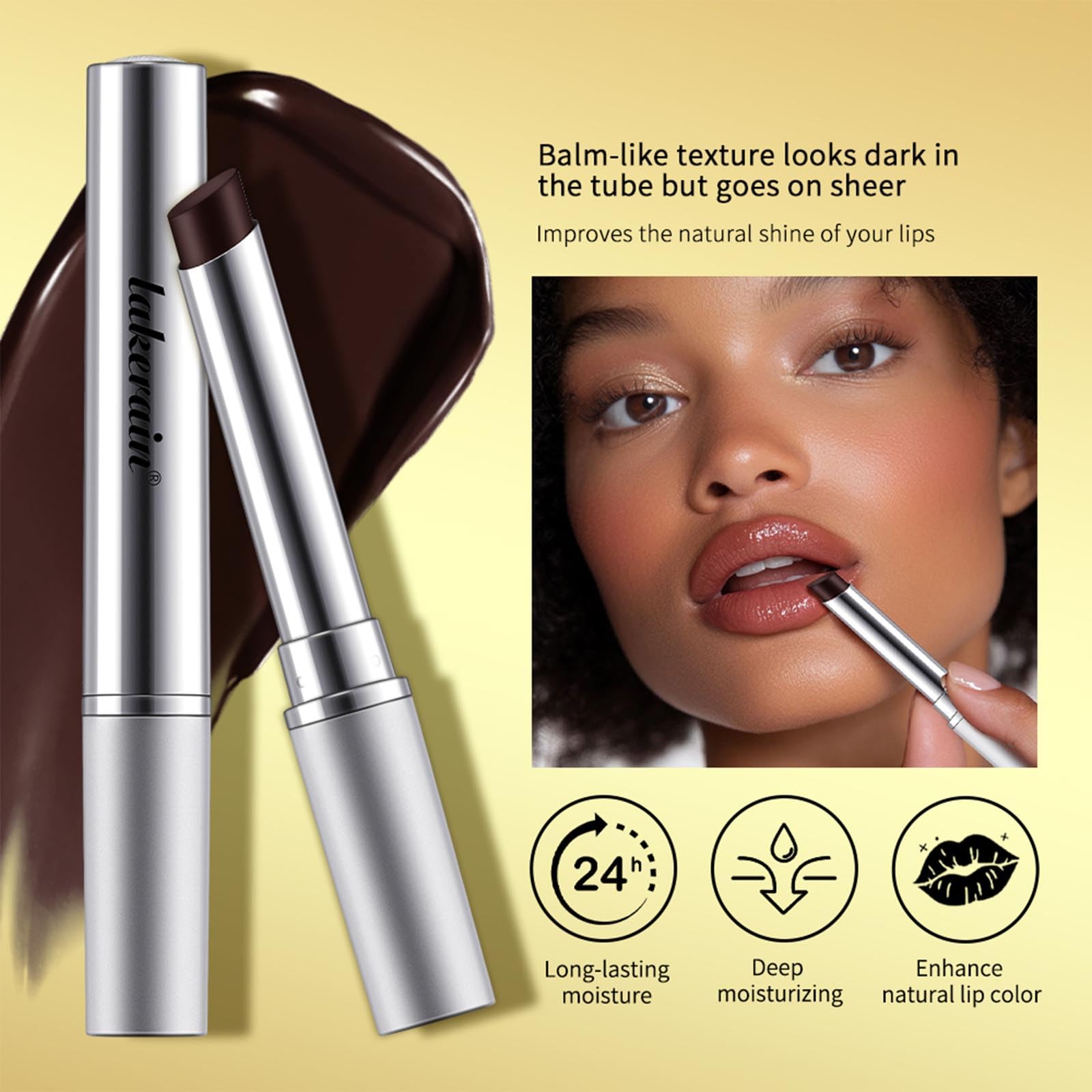 URQT 2Pcs Honey Lipstick – Dark Cherry Tint, Hydrating Sheer Lip Balm