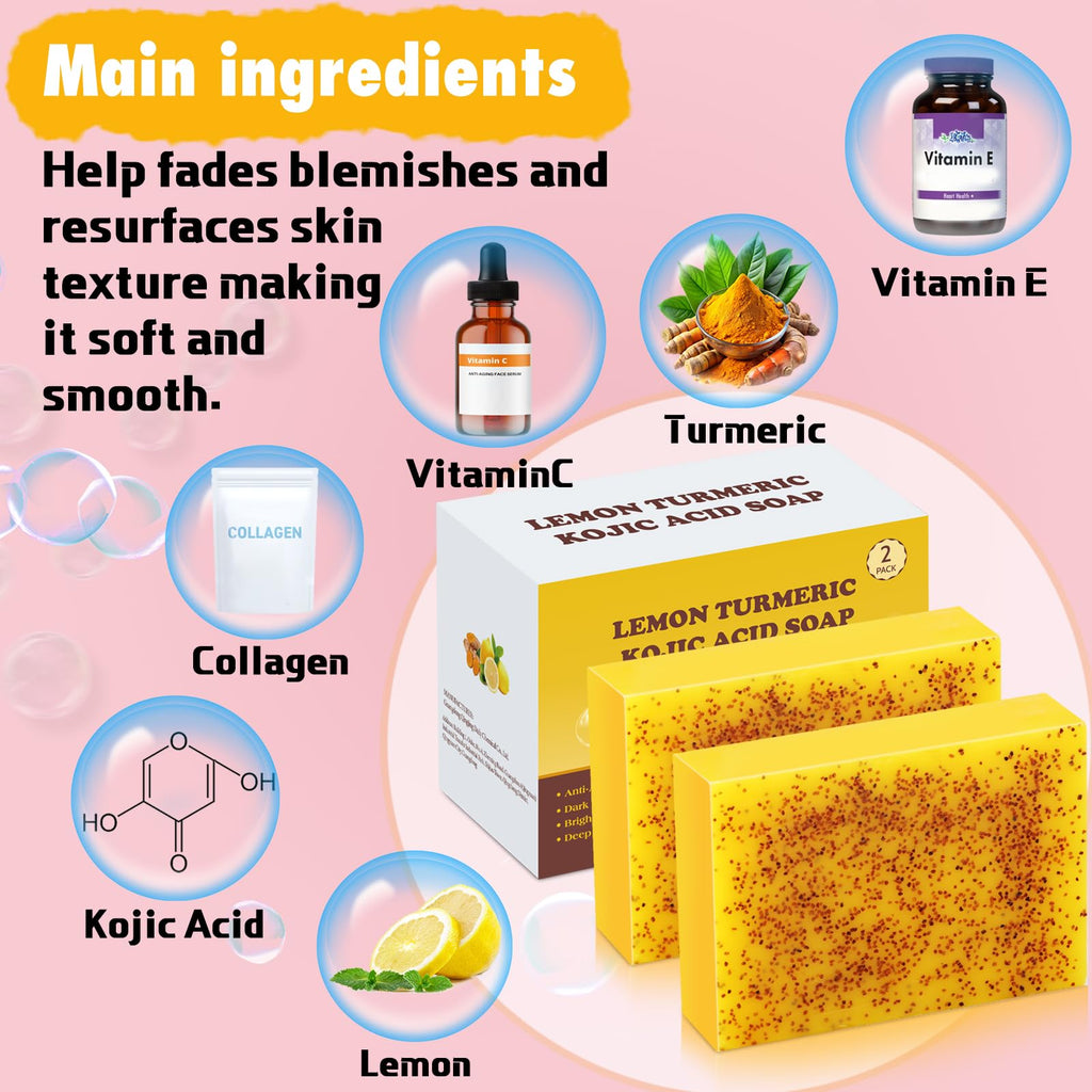 Urrznp Lemon Turmeric Kojic Acid Soap Bar – Dry Skin Formula (2 Bars)