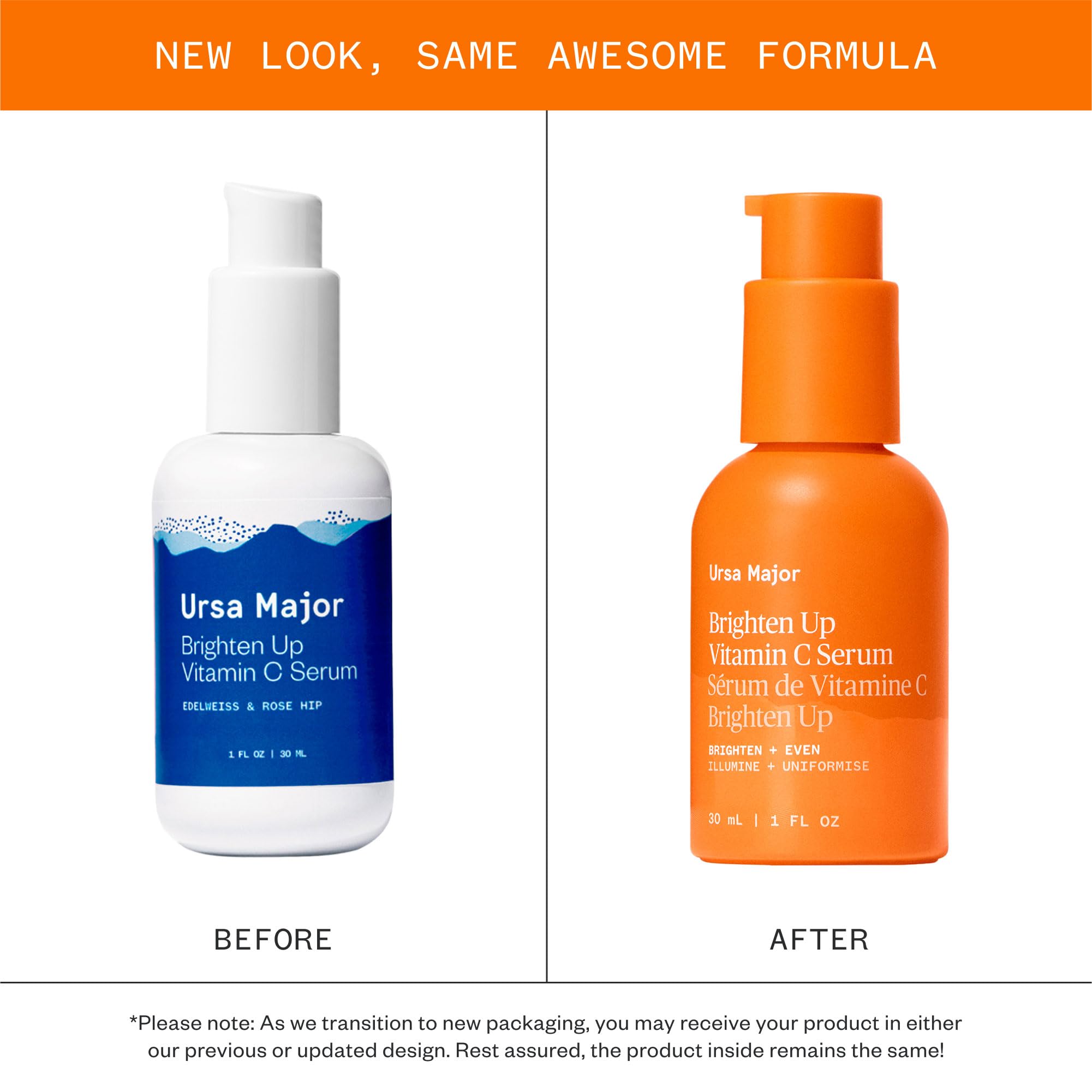 Ursa Major Natural Vitamin C Serum Brighten Up Vitamin C Serum for Radiant, Even Skin Tone Vegan, Cruelty-Free 1 oz