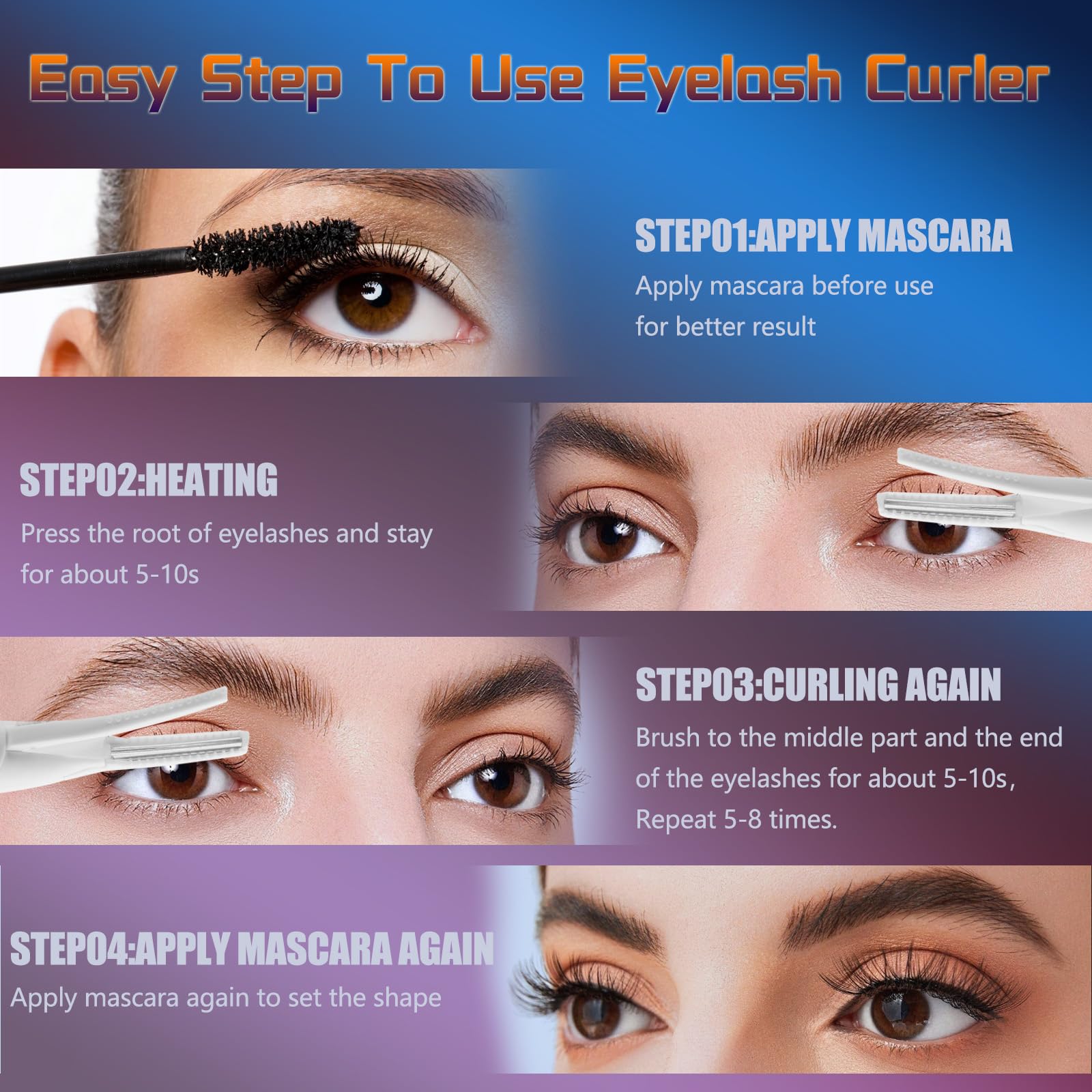 URSOBTF Heated Eyelash Curler – 2-in-1 Clip-Type, 5S Heat, LED Display, USB-C Rechargeable