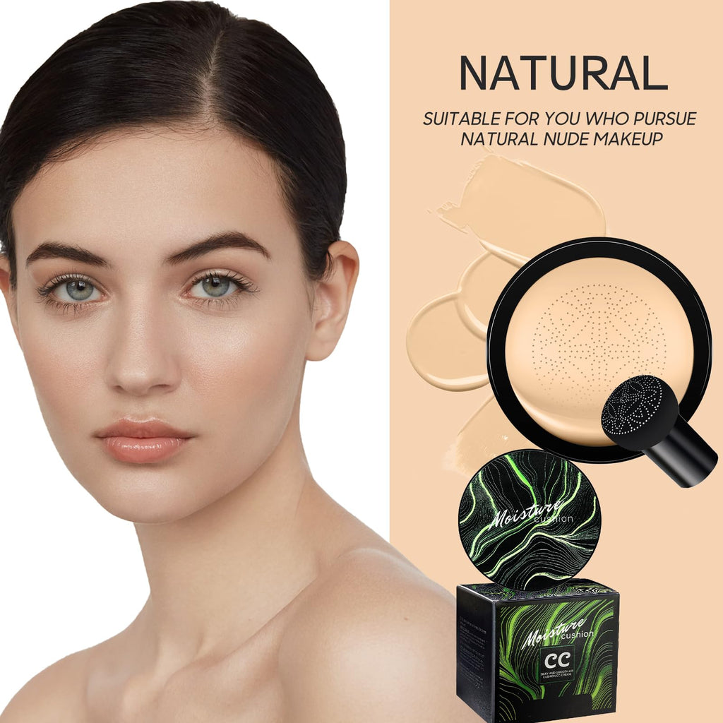 Ursoulney Mushroom Head Air Cushion CC Cream – Full Coverage Foundation, Long-Lasting (2-Pack, Natural)