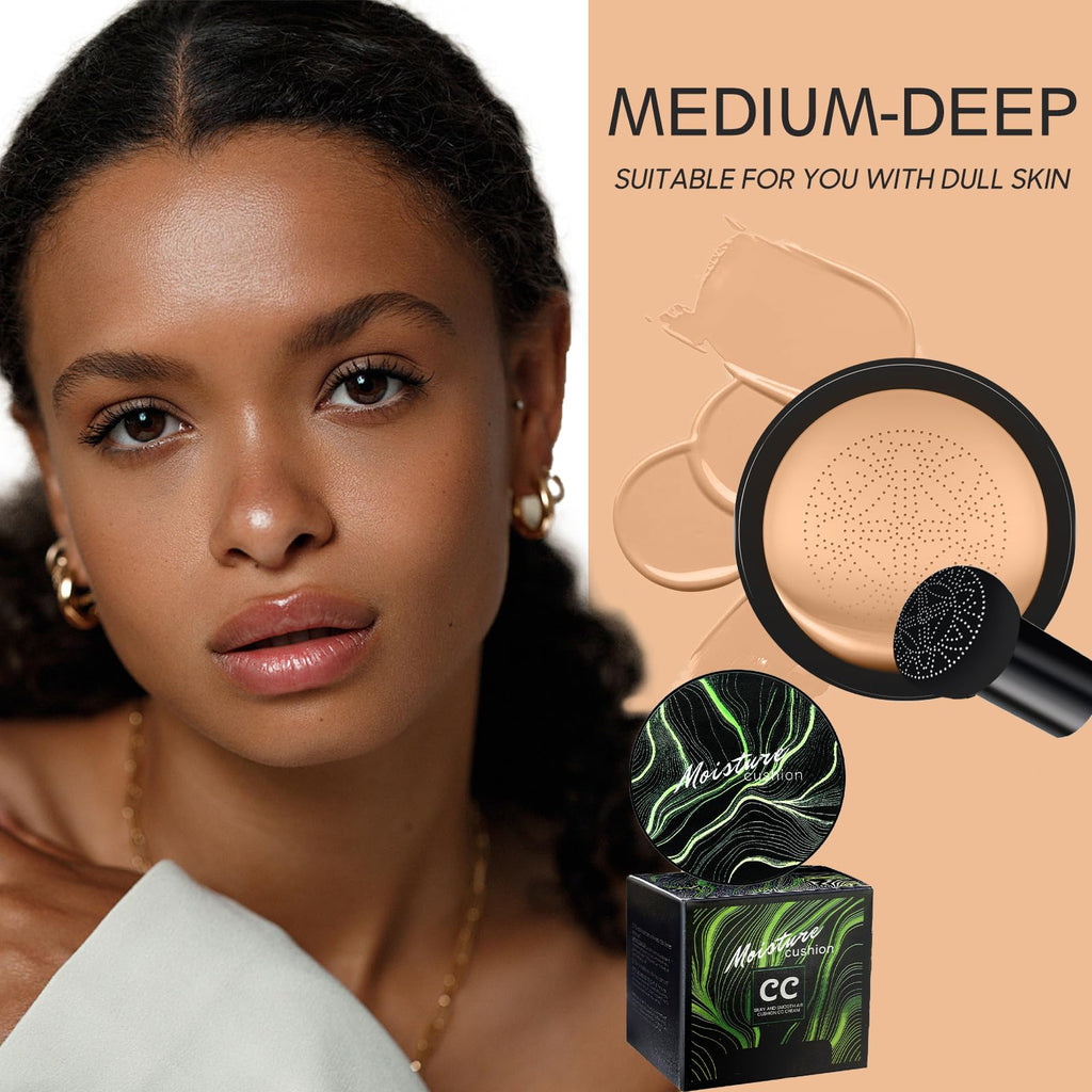 Ursoulney Mushroom Head Air Cushion CC Cream - Tattoo Cover-Up BB Foundation, Moisturizing, Long-Lasting (2 PCS Medium)