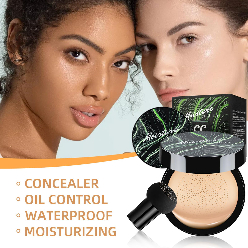Ursoulney Mushroom Head Air Cushion CC Cream – Full Coverage Foundation, Long-Lasting (2-Pack, Natural)