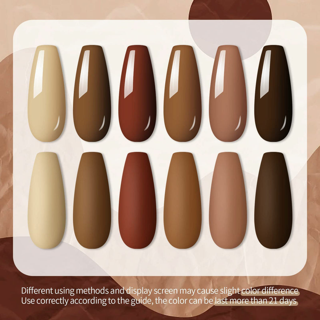 UR SUGAR Brown Gel Nail Polish Set — 6 Fall Colors (Soak-Off)