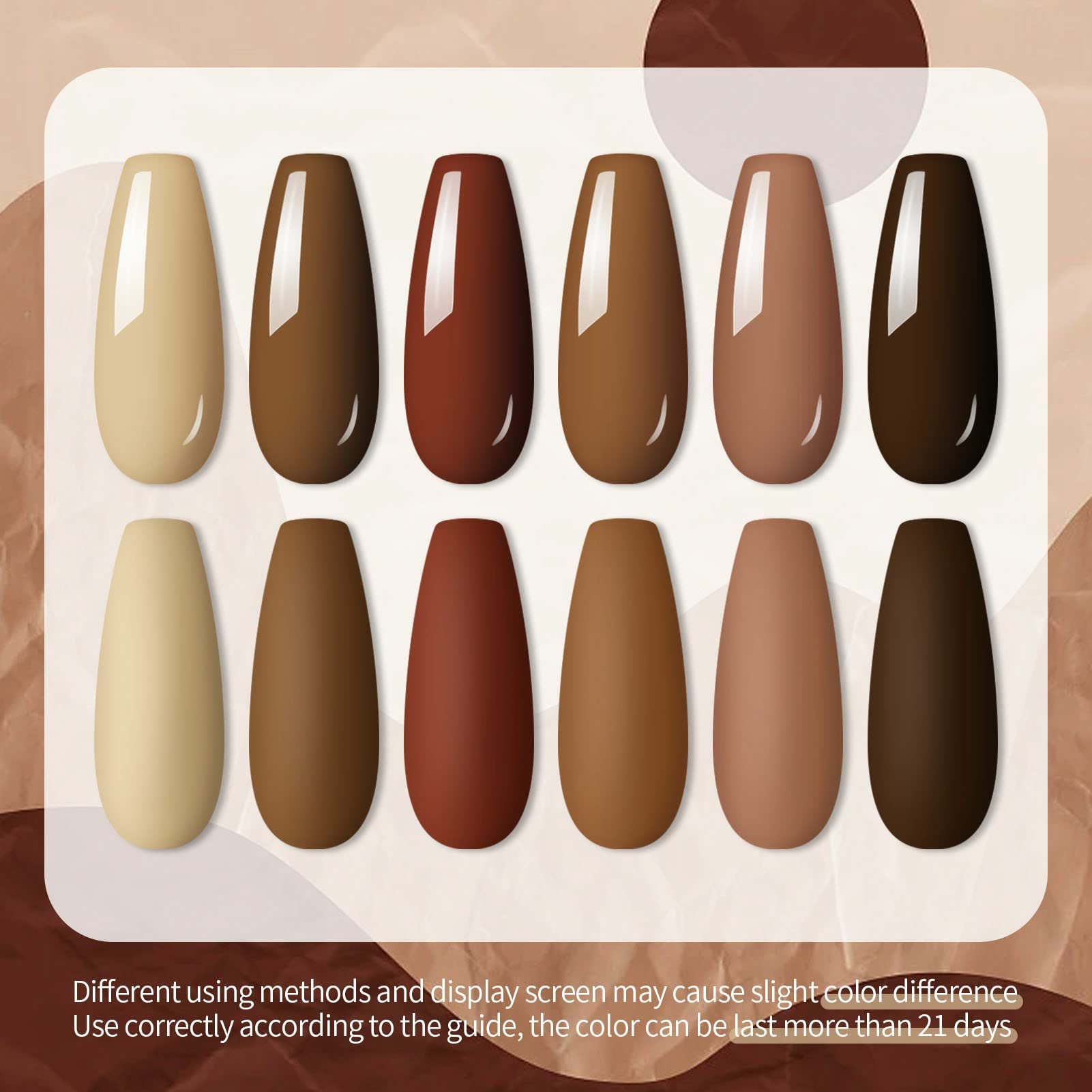 UR SUGAR Brown Gel Nail Polish Set — 6 Fall Colors (Soak-Off)