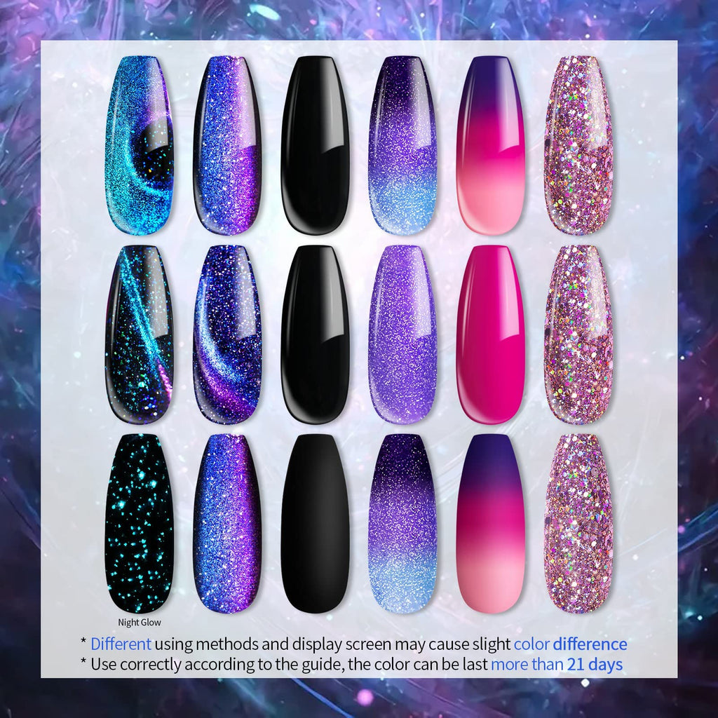 UR SUGAR Glitter Gel Nail Polish Set – 6 Colors Magnetic & Color-Changing Gel Kit (Soak-Off)