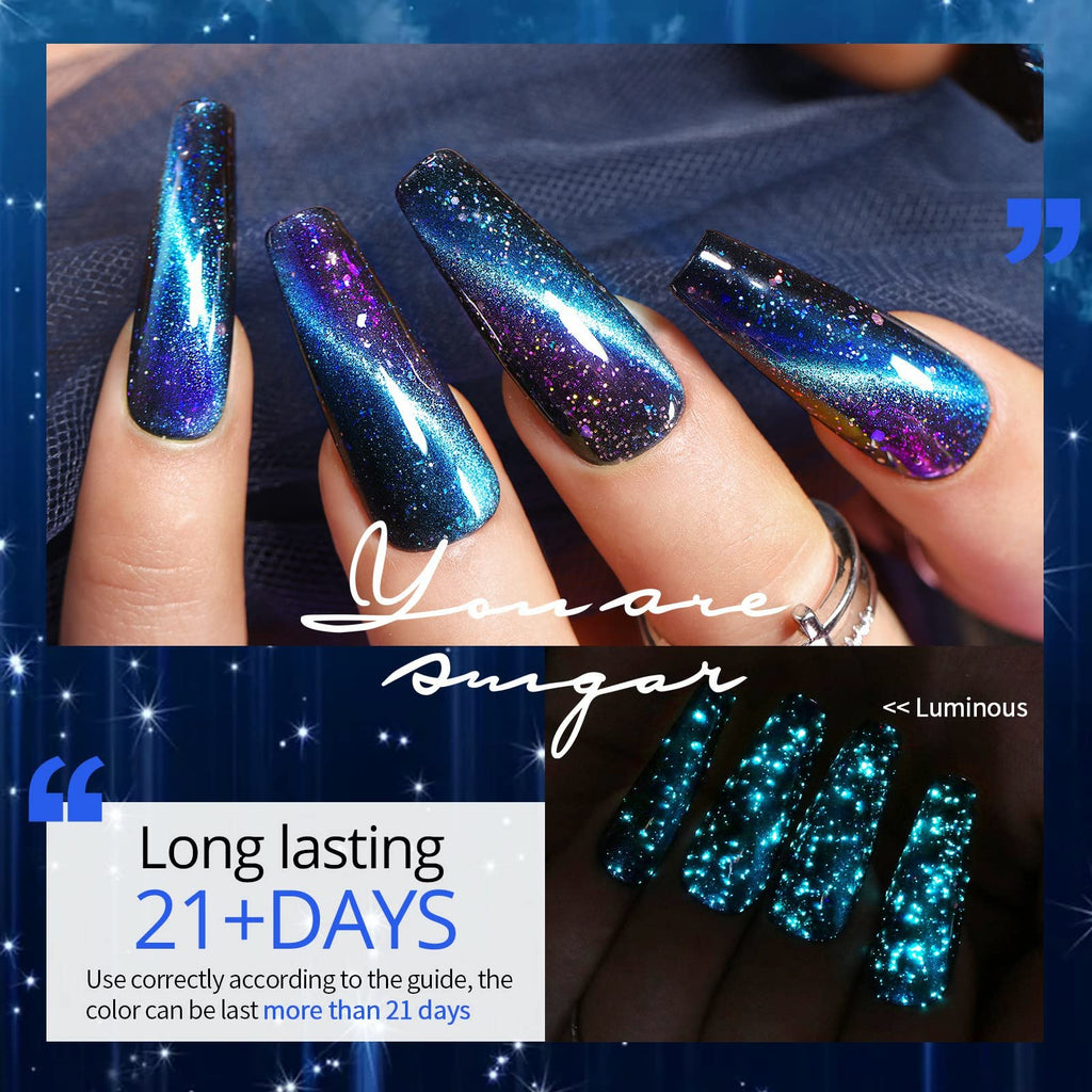 UR SUGAR Glitter Gel Nail Polish Set – 6 Colors Magnetic & Color-Changing Gel Kit (Soak-Off)