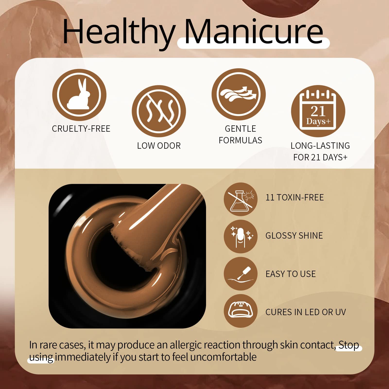 UR SUGAR Brown Gel Nail Polish Set — 6 Fall Colors (Soak-Off)