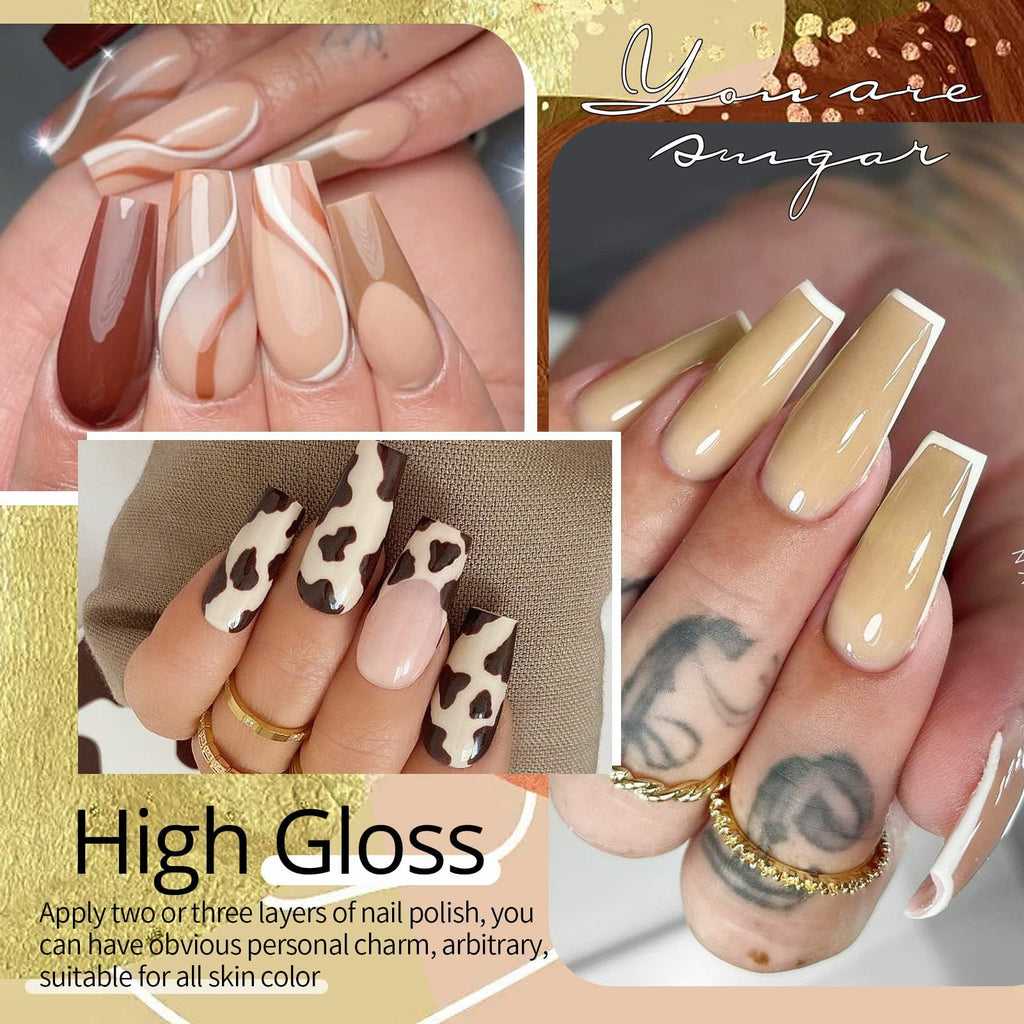 UR SUGAR Brown Gel Nail Polish Set — 6 Fall Colors (Soak-Off)