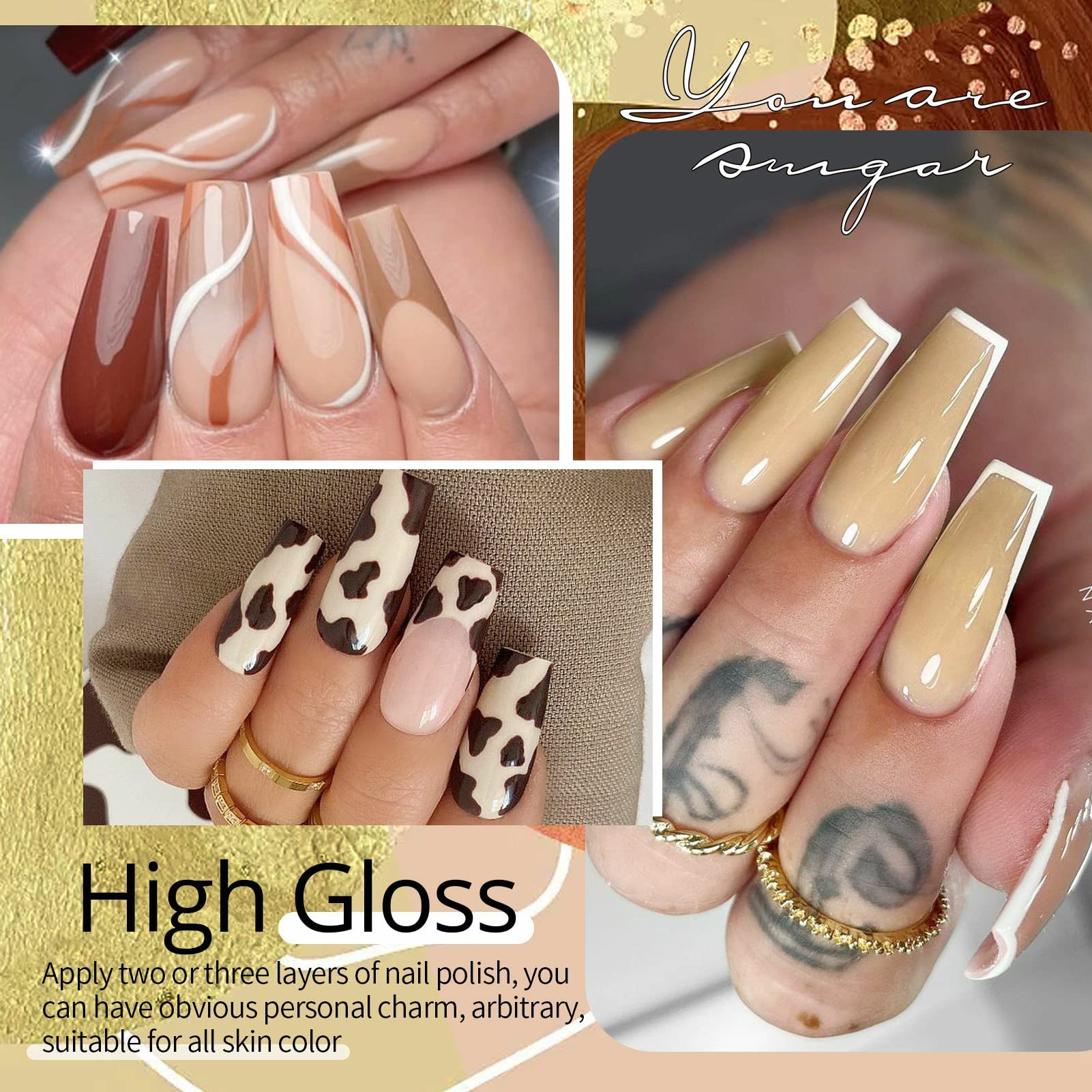 UR SUGAR Brown Gel Nail Polish Set — 6 Fall Colors (Soak-Off)