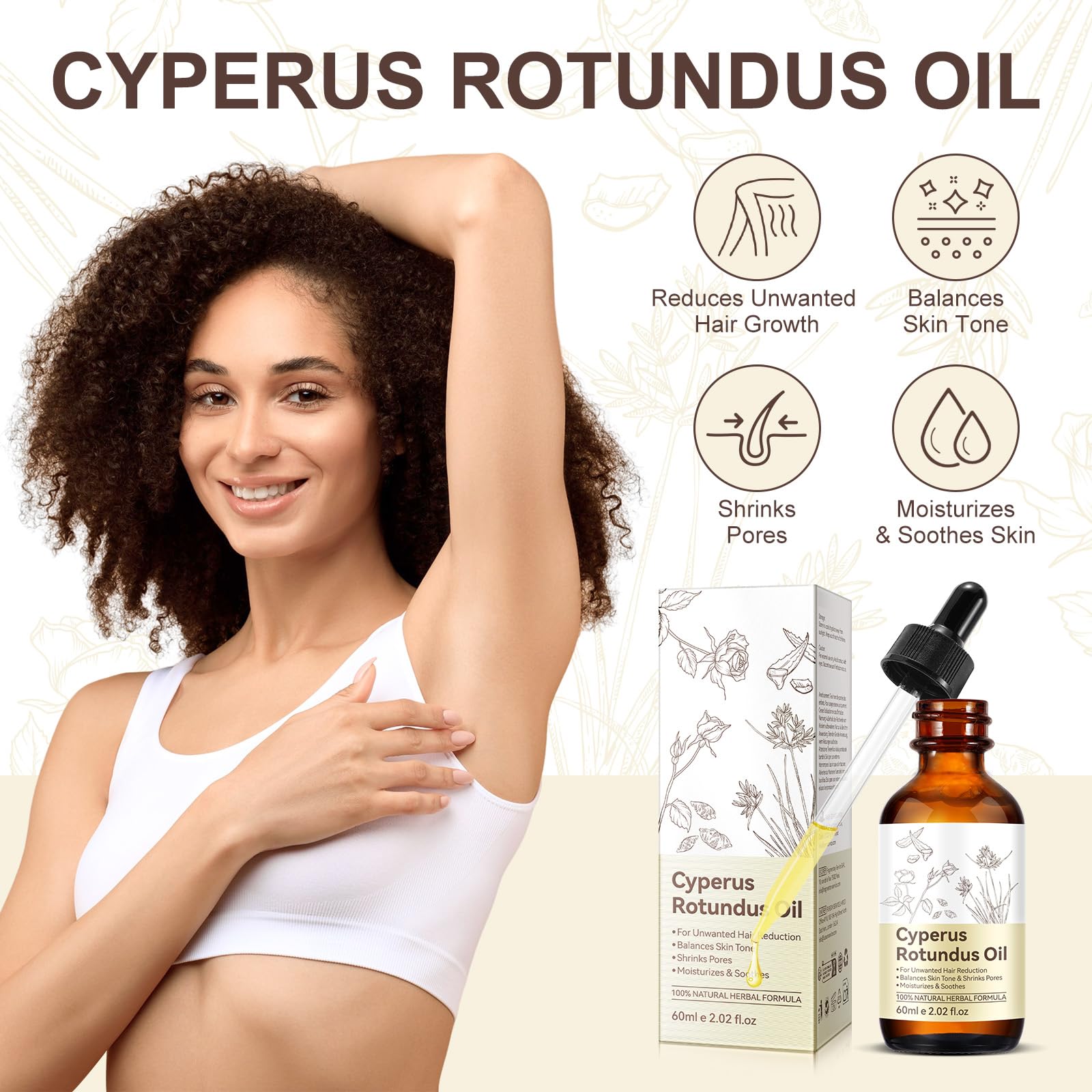 Uruses 2-Pack Cyperus Rotundus Oil – Natural Hair Reduction & Skin Moisturizing