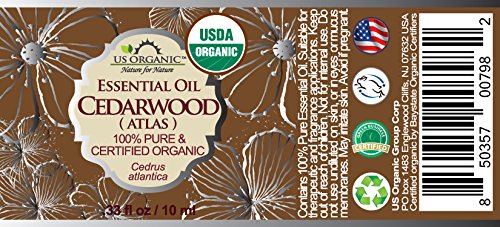 US Organic 100% Pure Cedarwood Essential Oil (Atlas) – USDA Organic, Steam Distilled, 10 ml