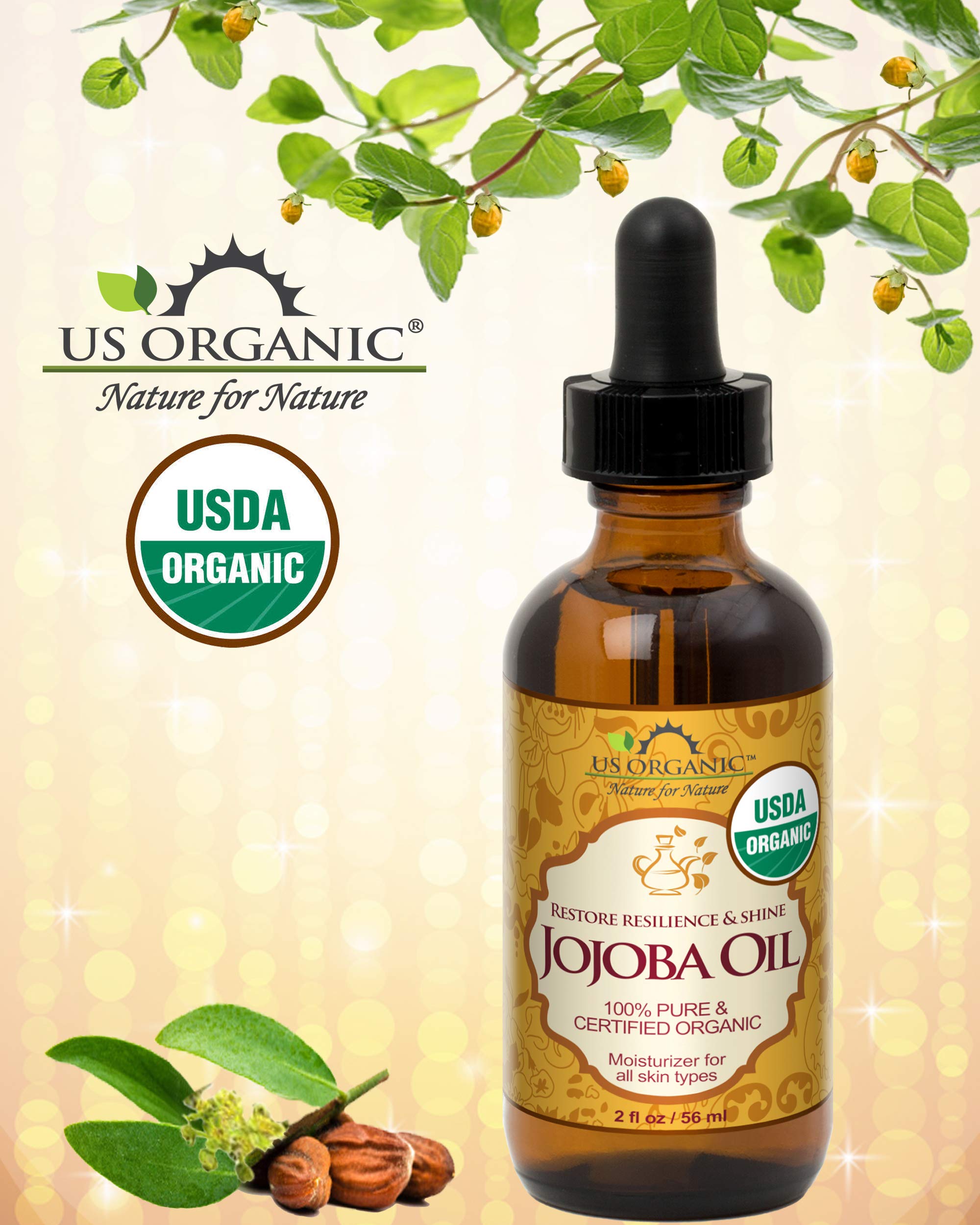 US Organic Jojoba Oil – 100% Pure USDA Organic, Cold-Pressed Virgin, 2oz (56ml)